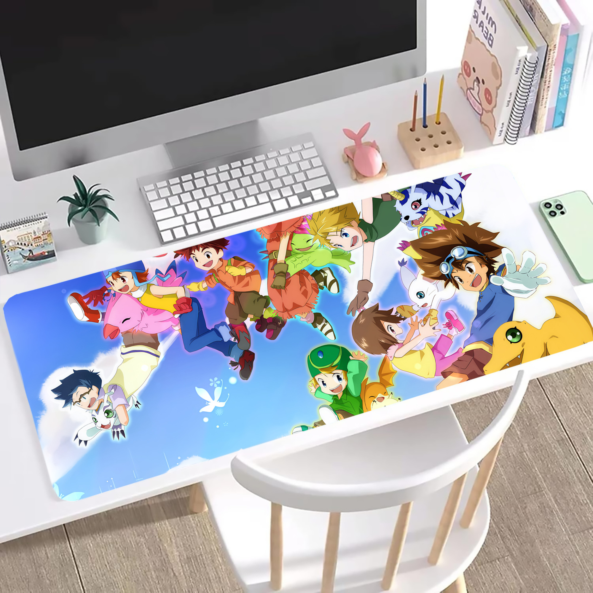 （画像用） Digimon デジタルモンスター/デジモン ステッチ加工 大判デスクマット／滑り止めマウスパッド