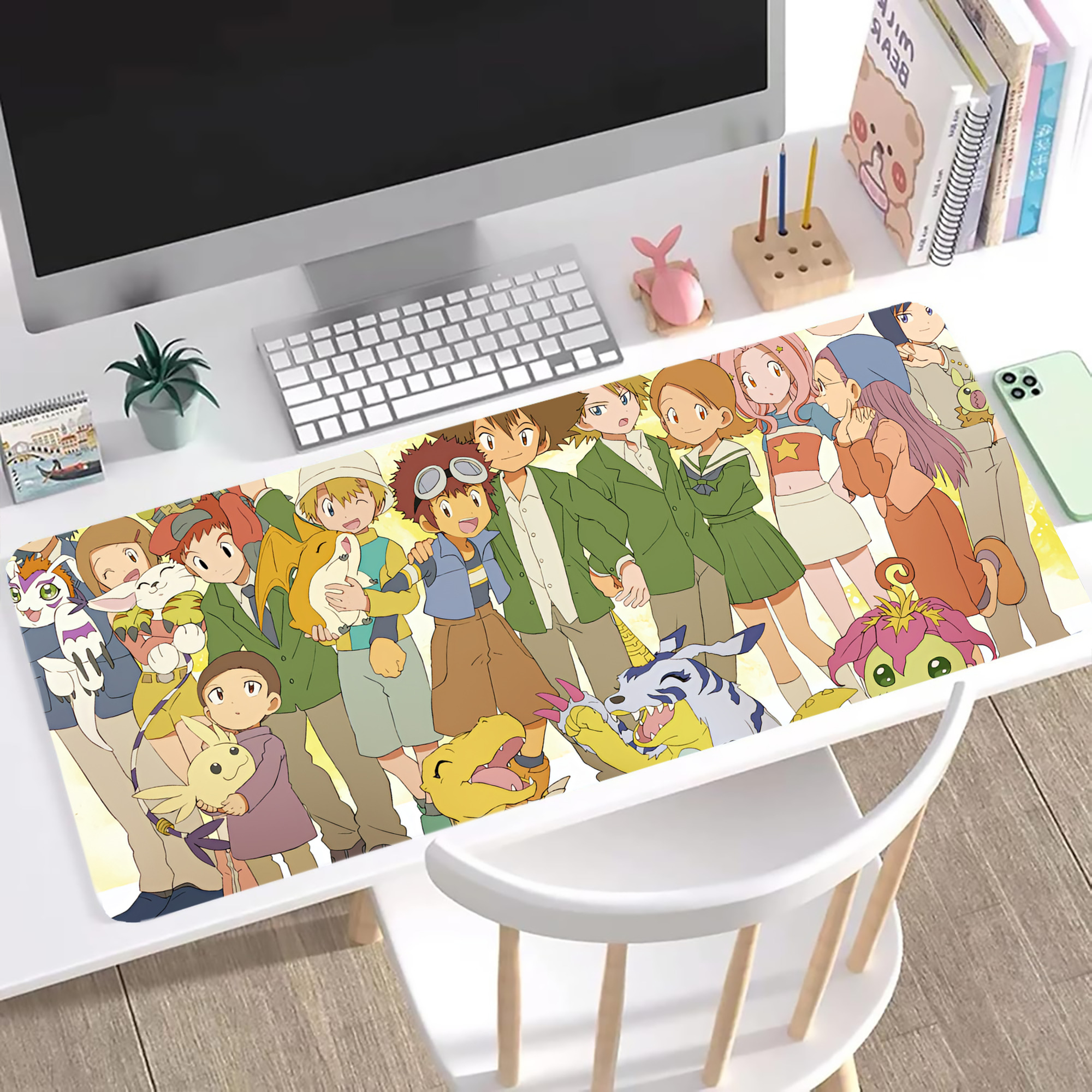 （画像用） Digimon デジタルモンスター/デジモン ステッチ加工 大判デスクマット／滑り止めマウスパッド