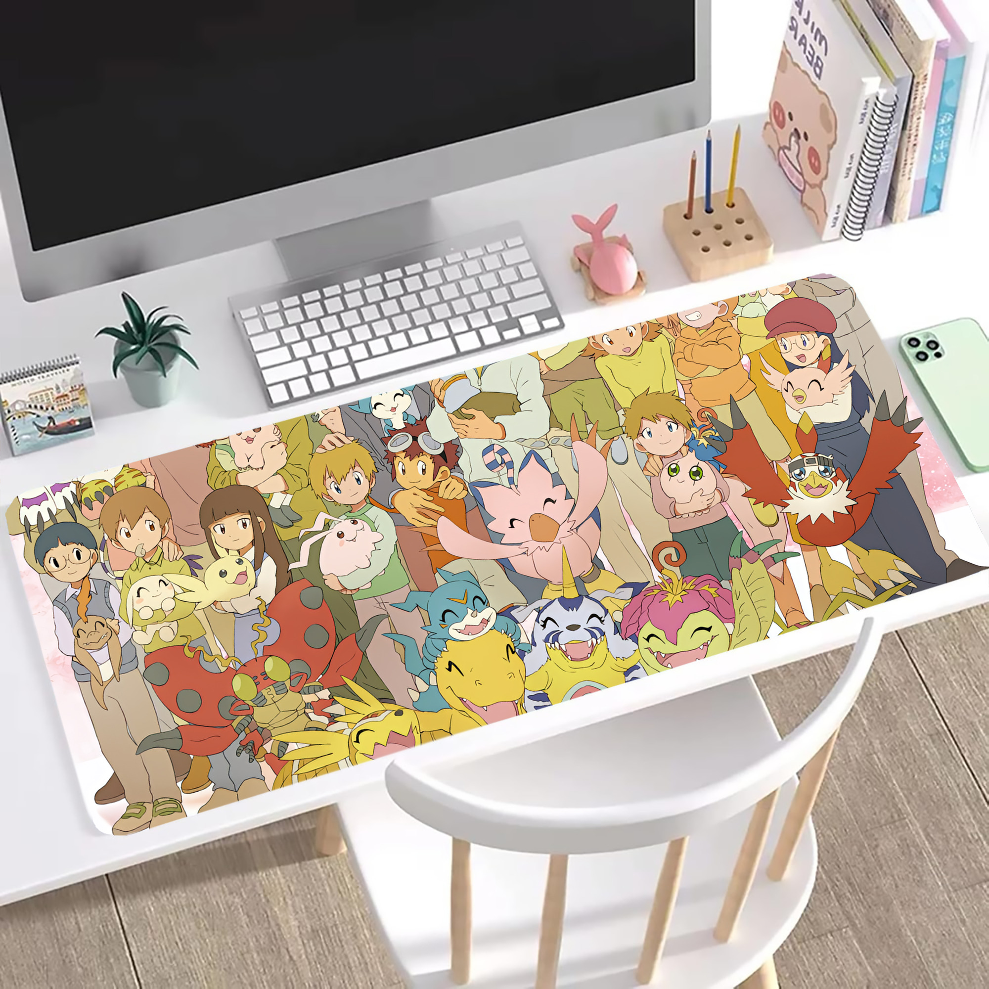 （画像用） Digimon デジタルモンスター/デジモン ステッチ加工 大判デスクマット／滑り止めマウスパッド