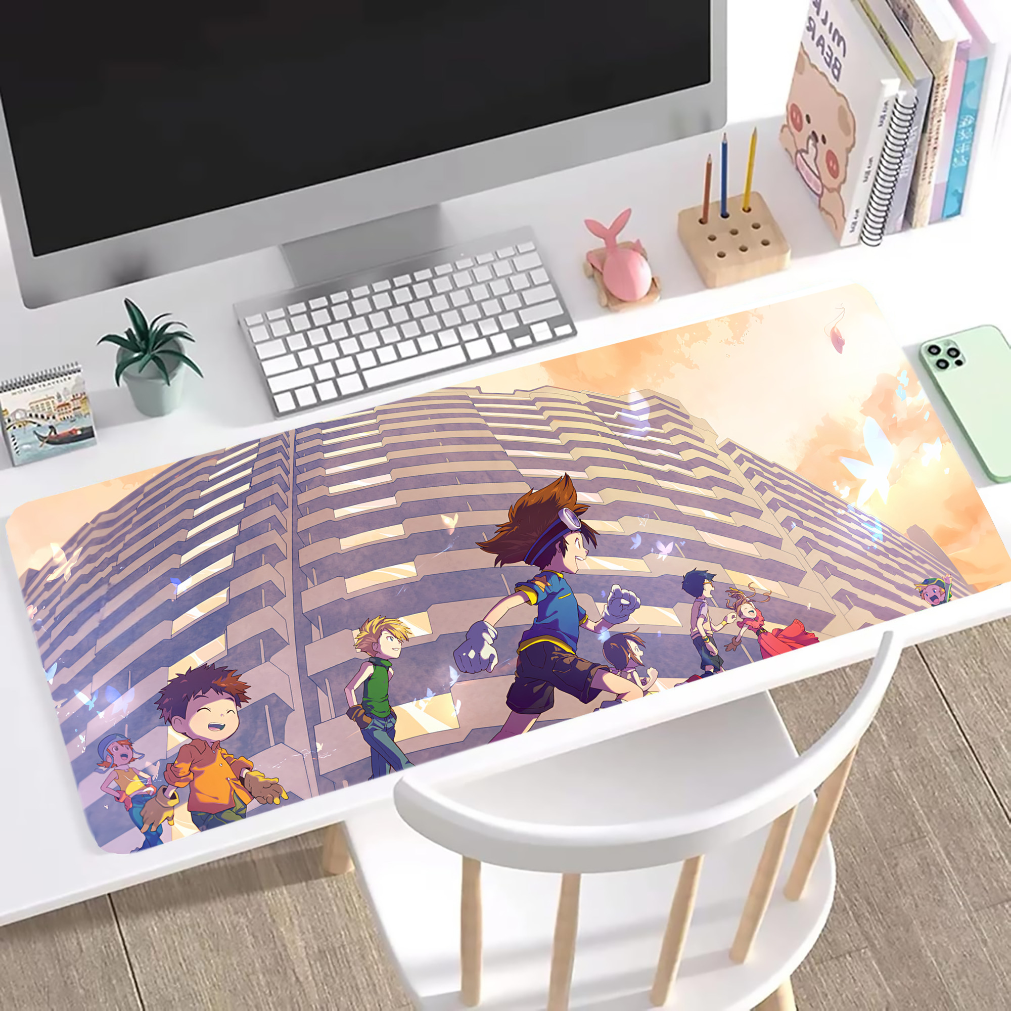 （画像用） Digimon デジタルモンスター/デジモン ステッチ加工 大判デスクマット／滑り止めマウスパッド