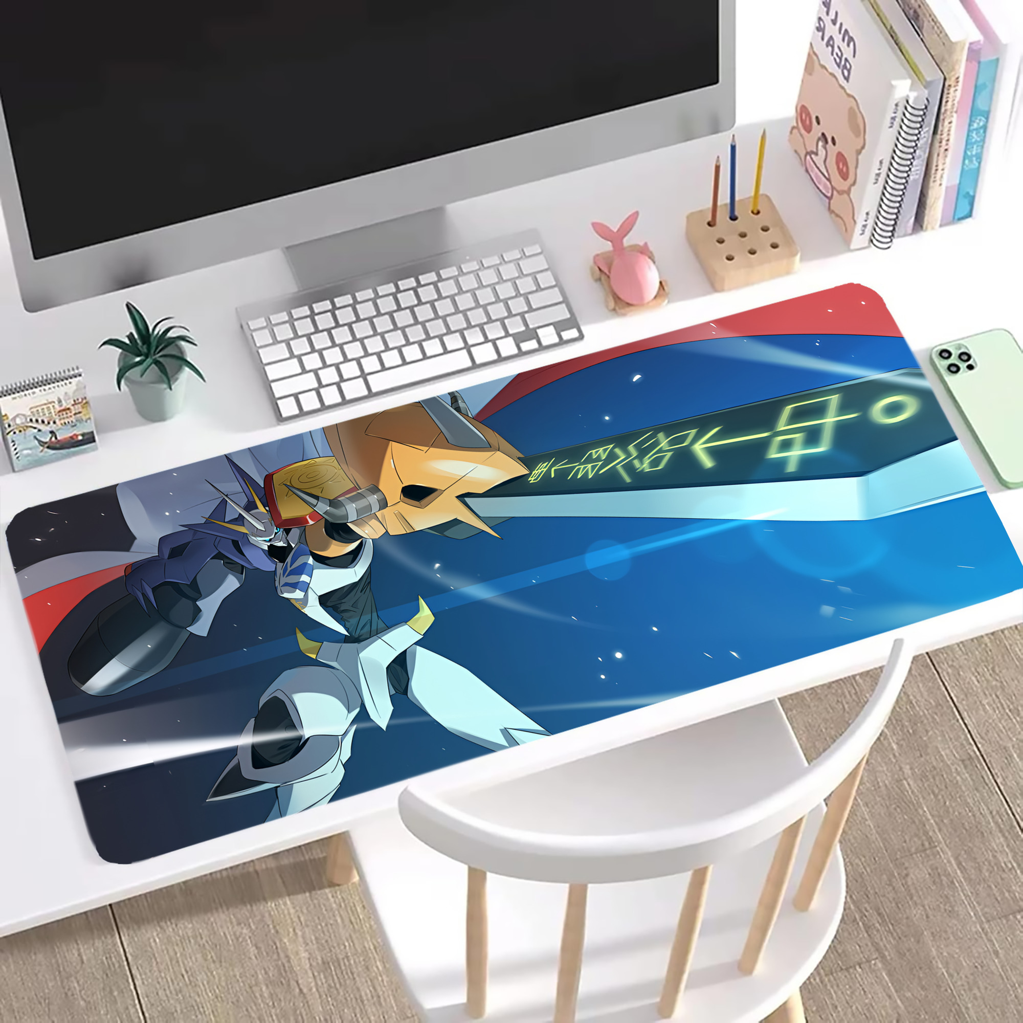 （画像用） Digimon デジタルモンスター/デジモン ステッチ加工 大判デスクマット／滑り止めマウスパッド