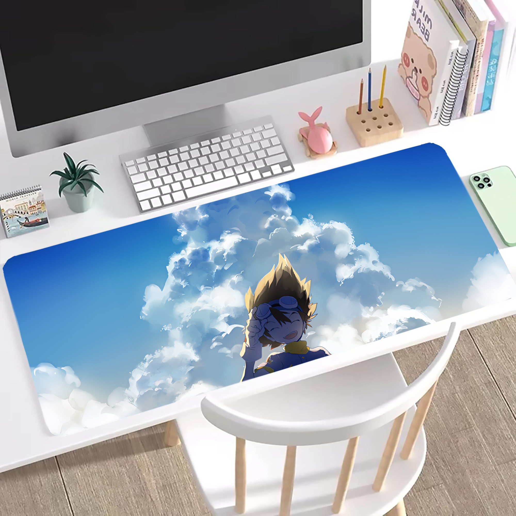 （画像用） Digimon デジタルモンスター/デジモン ステッチ加工 大判デスクマット／滑り止めマウスパッド