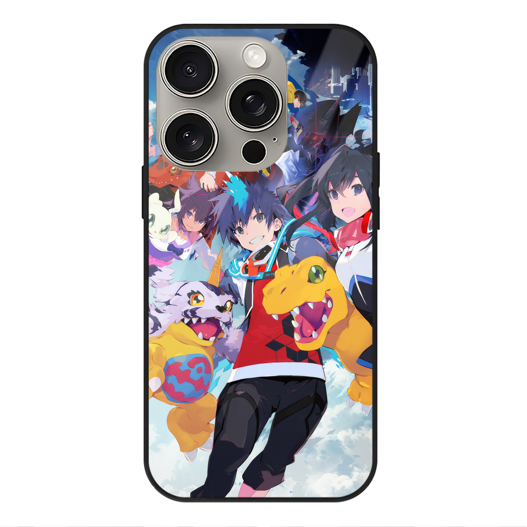 （画像用） Digimon デジタルモンスター/デジモン 【iPhone15Pro対応】スマホケース 耐衝撃＆黄変防止 背面ガラス