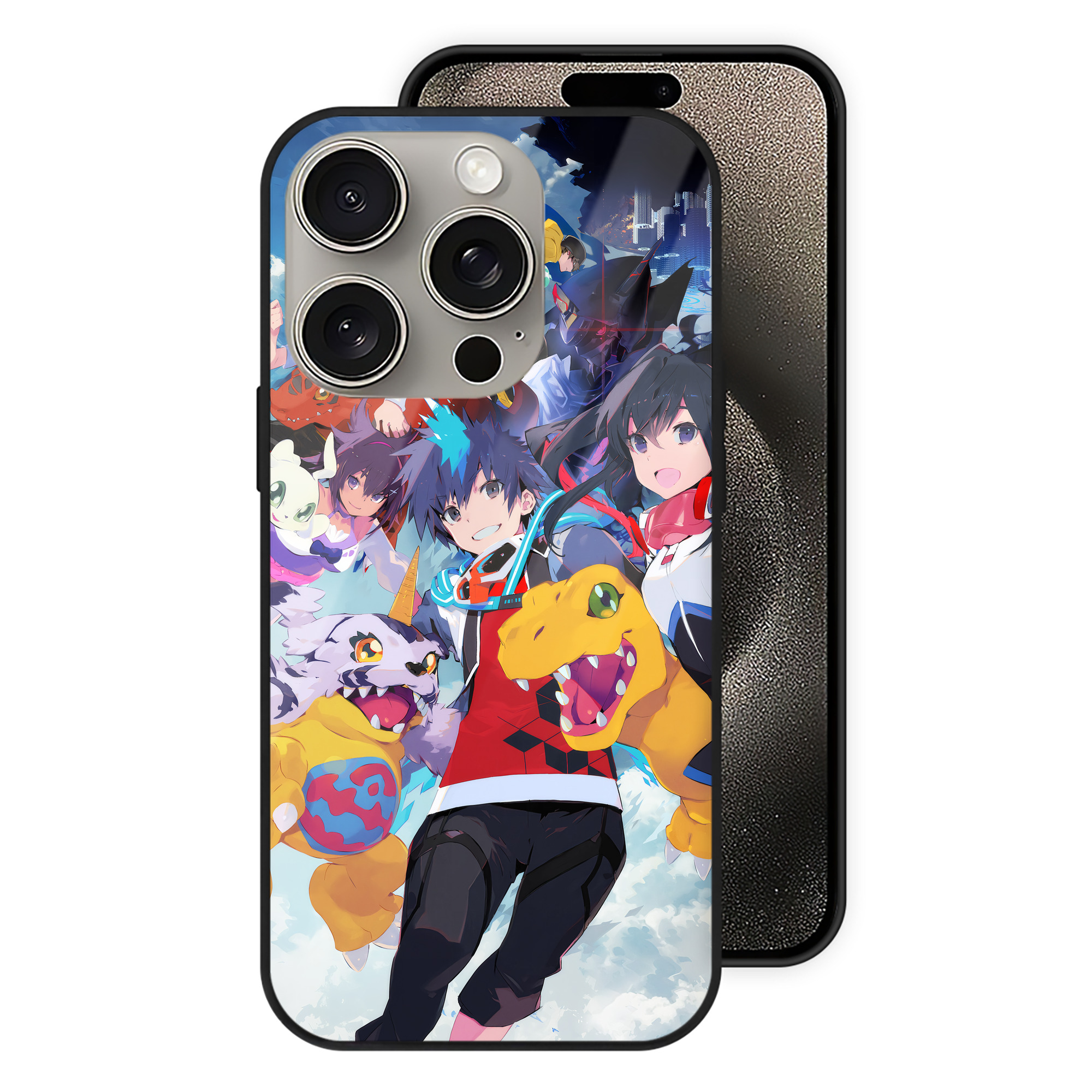（画像用） Digimon デジタルモンスター/デジモン 【iPhone15Pro対応】スマホケース 耐衝撃＆黄変防止 背面ガラス