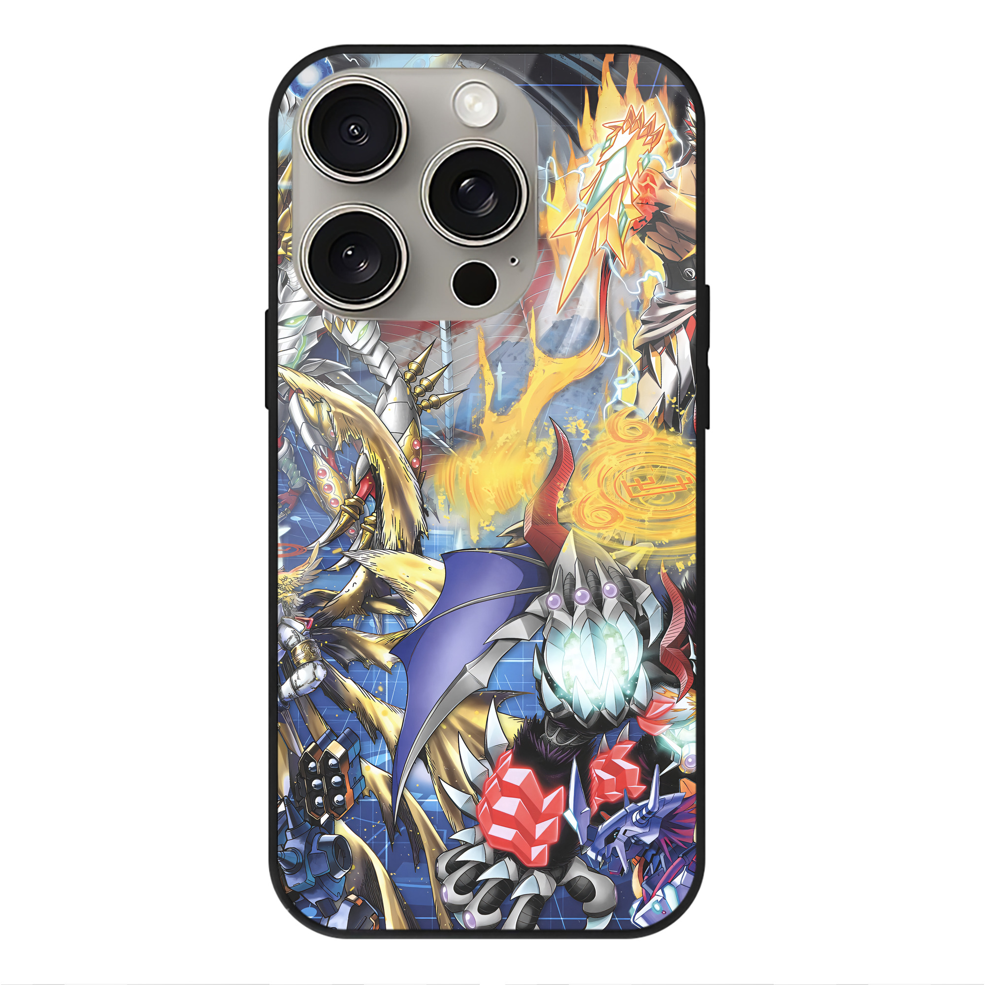 （画像用） Digimon デジタルモンスター/デジモン 【iPhone15Pro対応】スマホケース 耐衝撃＆黄変防止 背面ガラス