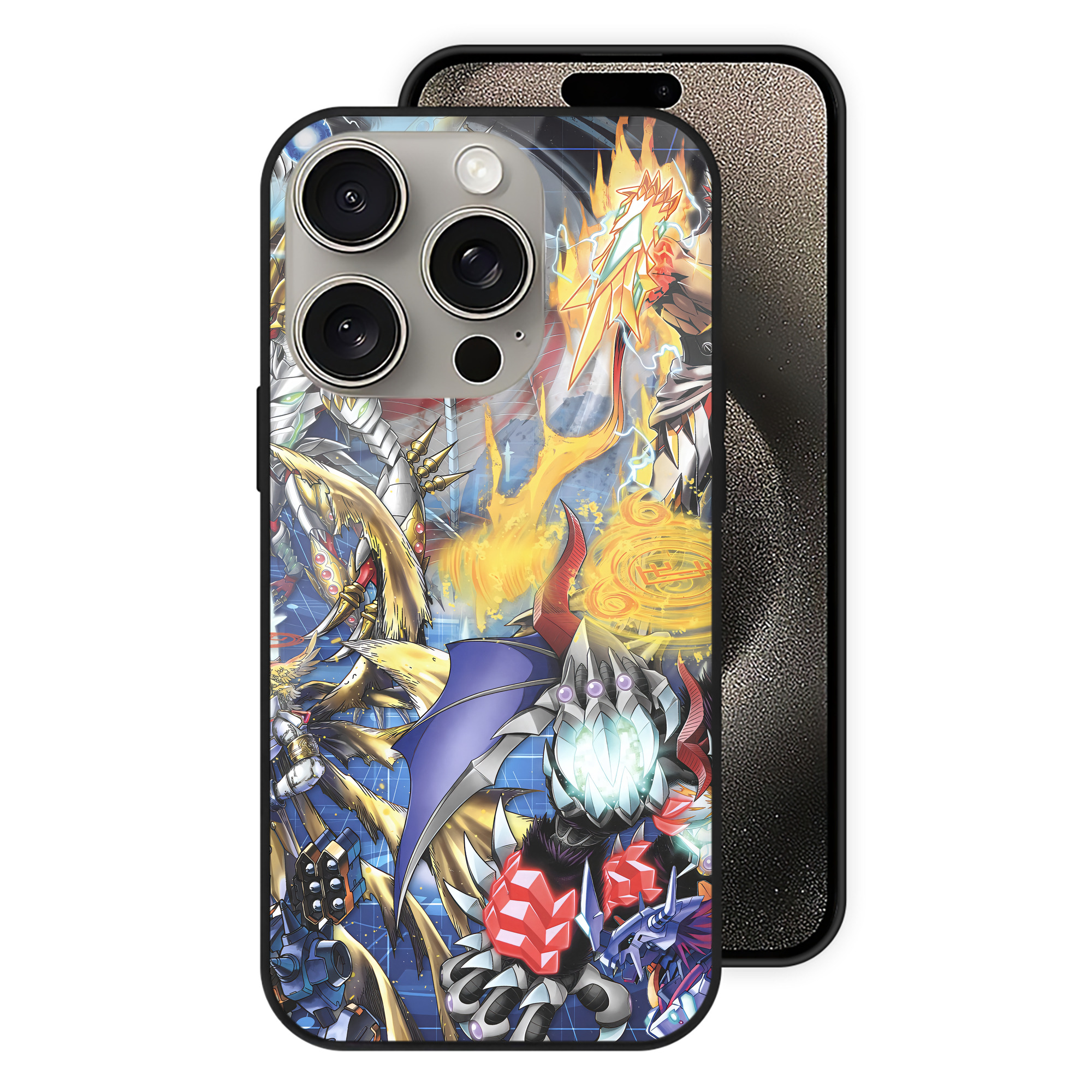 （画像用） Digimon デジタルモンスター/デジモン 【iPhone15Pro対応】スマホケース 耐衝撃＆黄変防止 背面ガラス