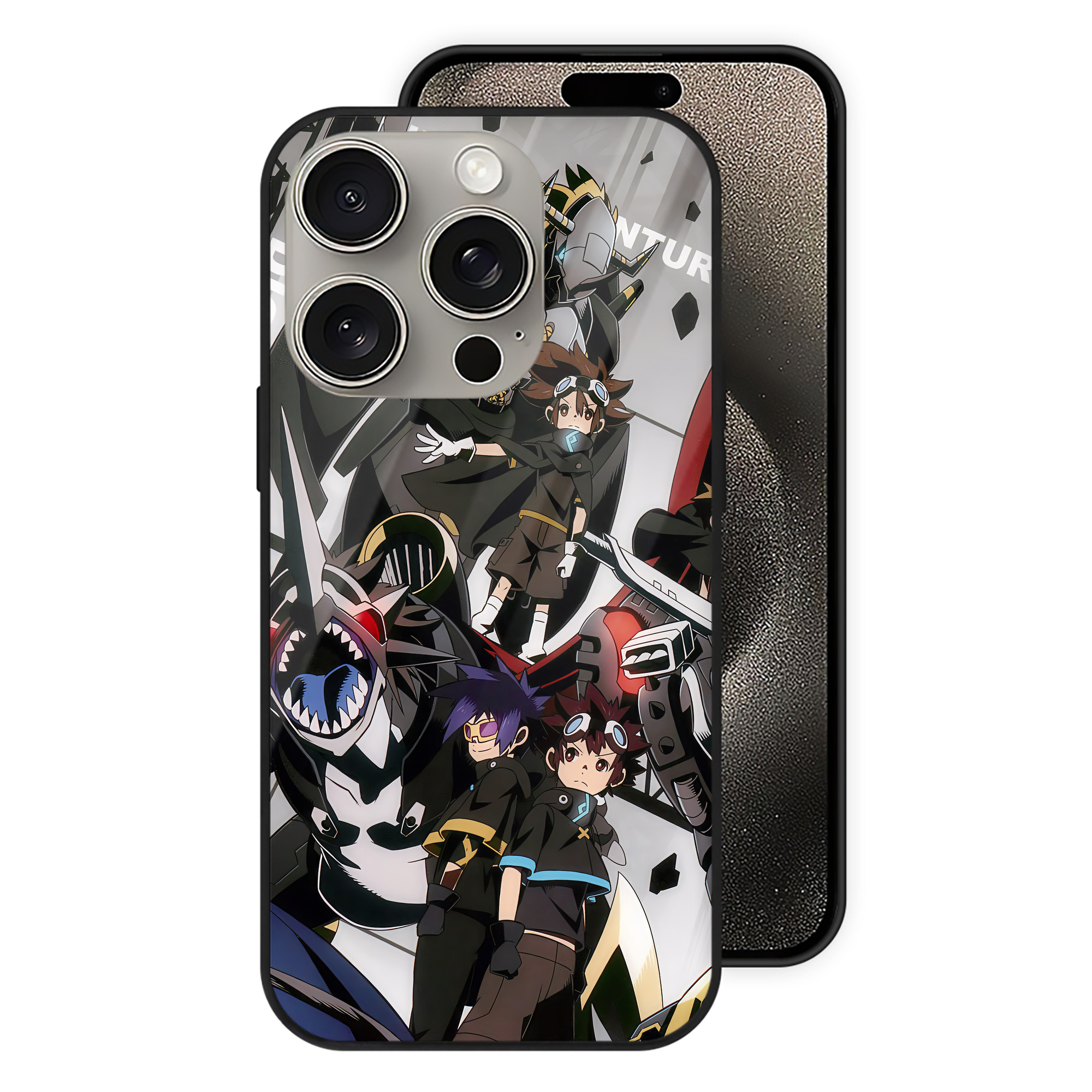 （画像用） Digimon デジタルモンスター/デジモン 【iPhone15Pro対応】スマホケース 耐衝撃＆黄変防止 背面ガラス
