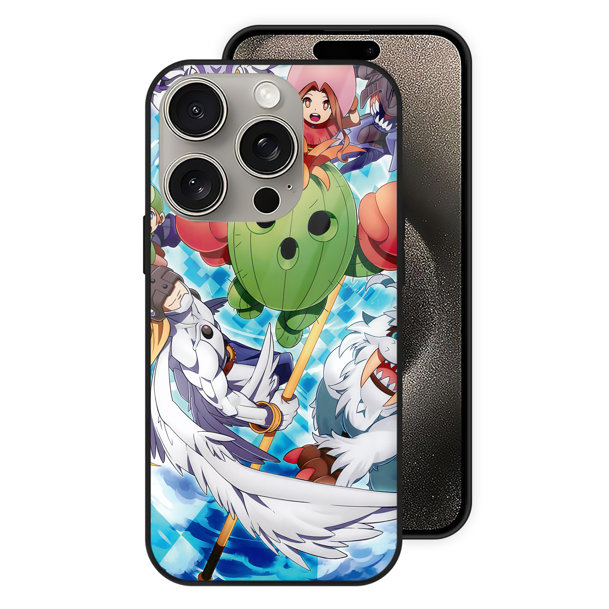 （画像用） Digimon デジタルモンスター/デジモン 【iPhone15Pro対応】スマホケース 耐衝撃＆黄変防止 背面ガラス