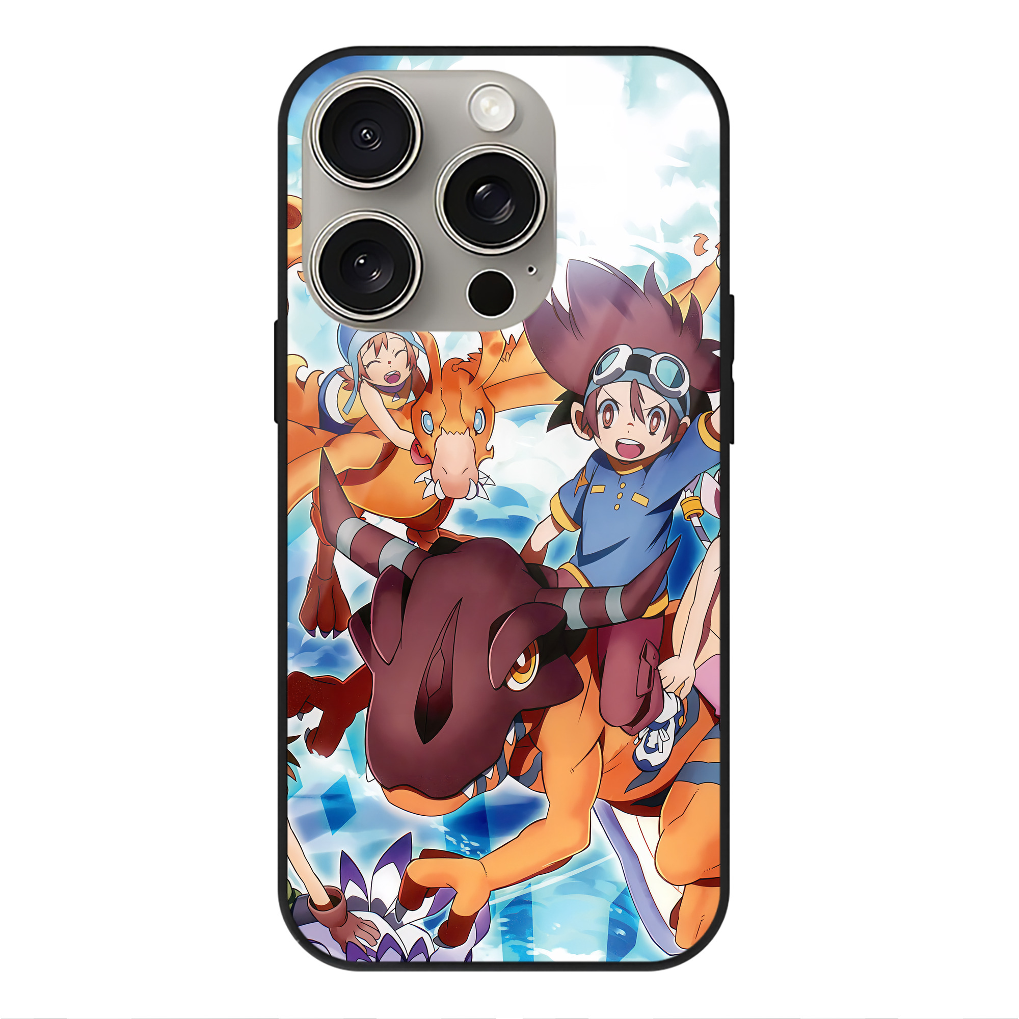 （画像用） Digimon デジタルモンスター/デジモン 【iPhone15Pro対応】スマホケース 耐衝撃＆黄変防止 背面ガラス