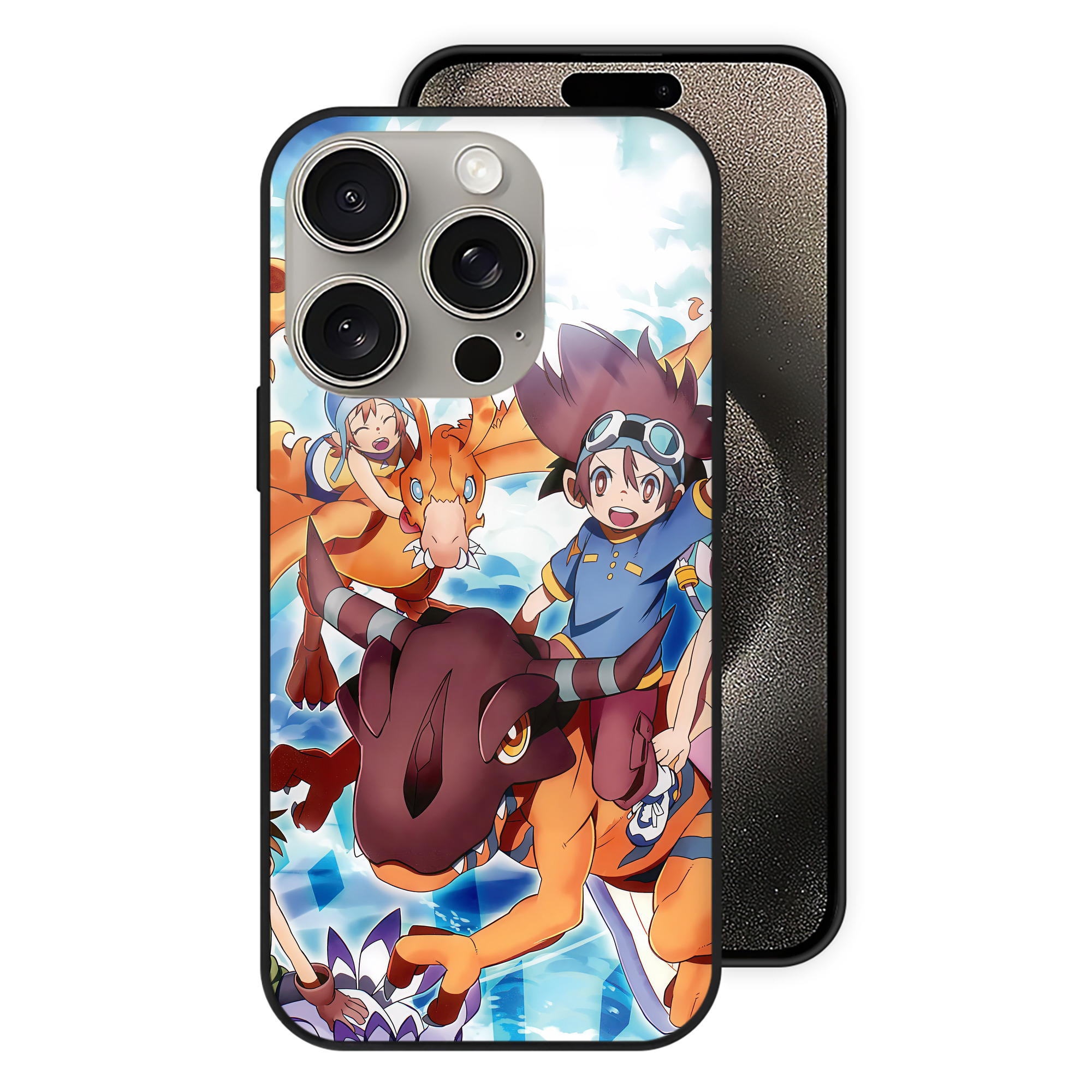 （画像用） Digimon デジタルモンスター/デジモン 【iPhone15Pro対応】スマホケース 耐衝撃＆黄変防止 背面ガラス