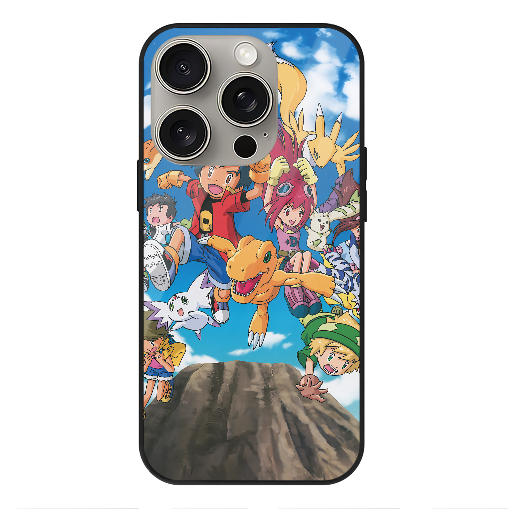 （画像用） Digimon デジタルモンスター/デジモン 【iPhone15Pro対応】スマホケース 耐衝撃＆黄変防止 背面ガラス