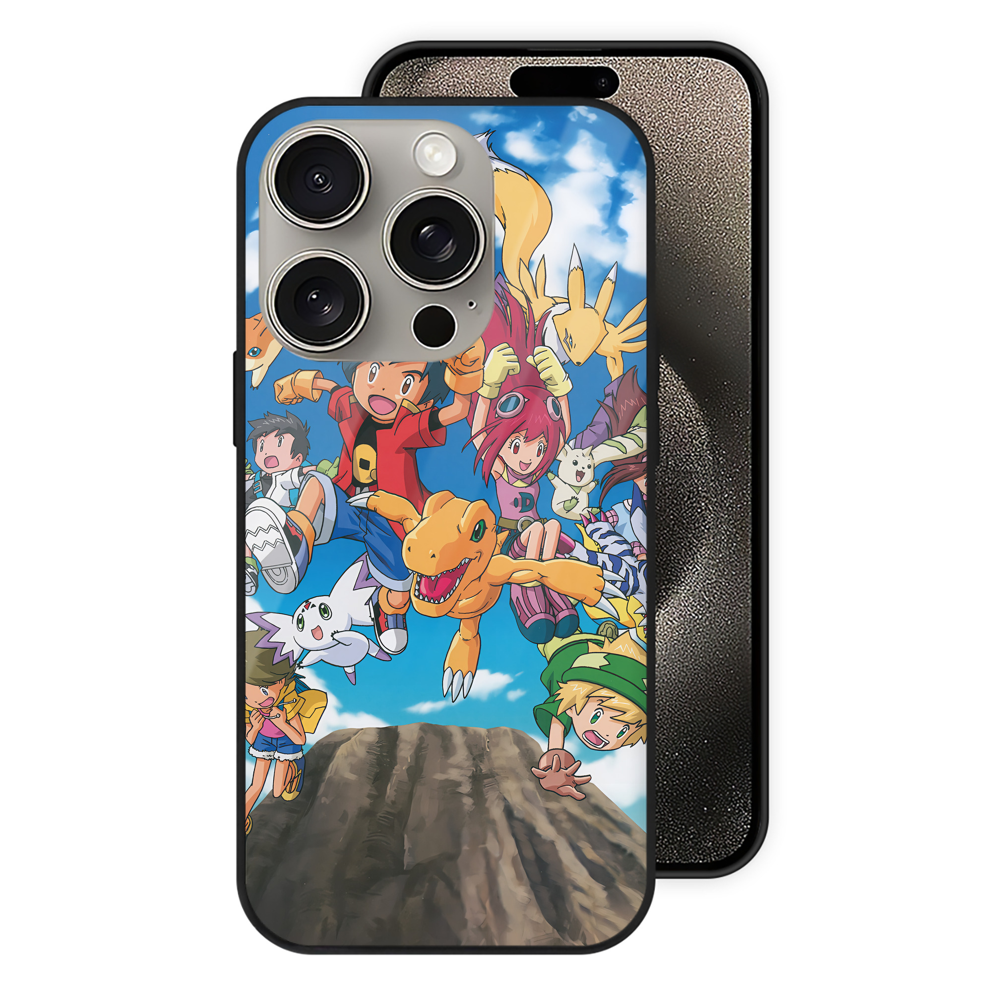 （画像用） Digimon デジタルモンスター/デジモン 【iPhone15Pro対応】スマホケース 耐衝撃＆黄変防止 背面ガラス