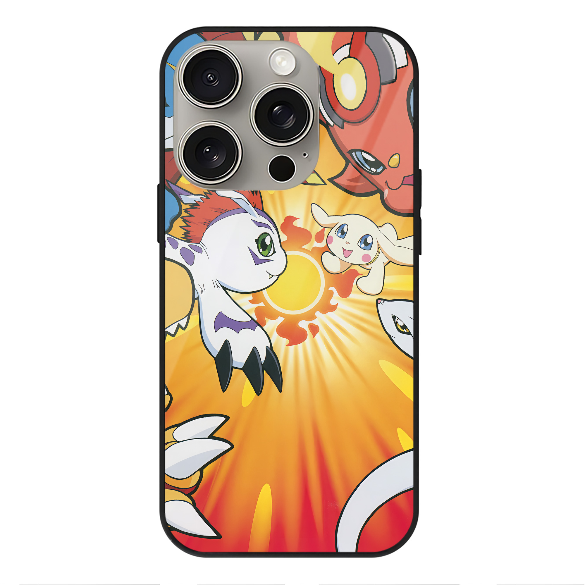 （画像用） Digimon デジタルモンスター/デジモン 【iPhone15Pro対応】スマホケース 耐衝撃＆黄変防止 背面ガラス