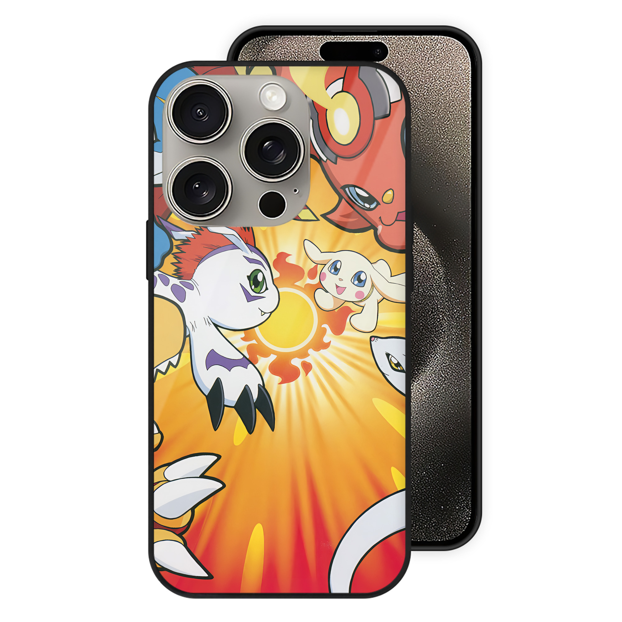 （画像用） Digimon デジタルモンスター/デジモン 【iPhone15Pro対応】スマホケース 耐衝撃＆黄変防止 背面ガラス