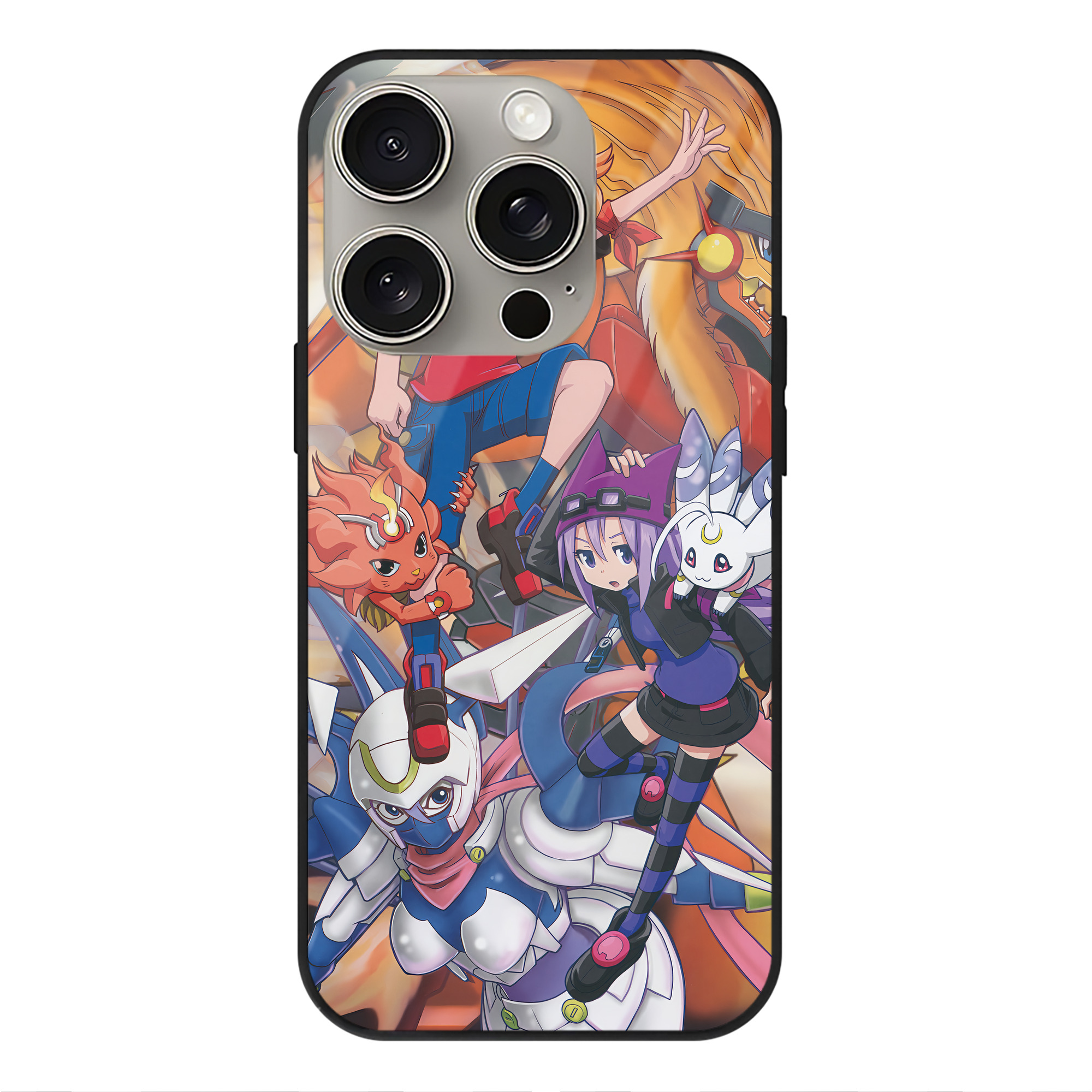 （画像用） Digimon デジタルモンスター/デジモン 【iPhone15Pro対応】スマホケース 耐衝撃＆黄変防止 背面ガラス
