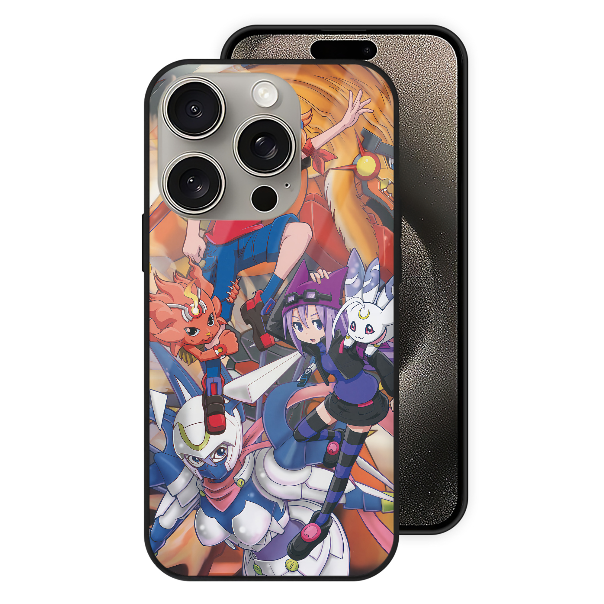 （画像用） Digimon デジタルモンスター/デジモン 【iPhone15Pro対応】スマホケース 耐衝撃＆黄変防止 背面ガラス