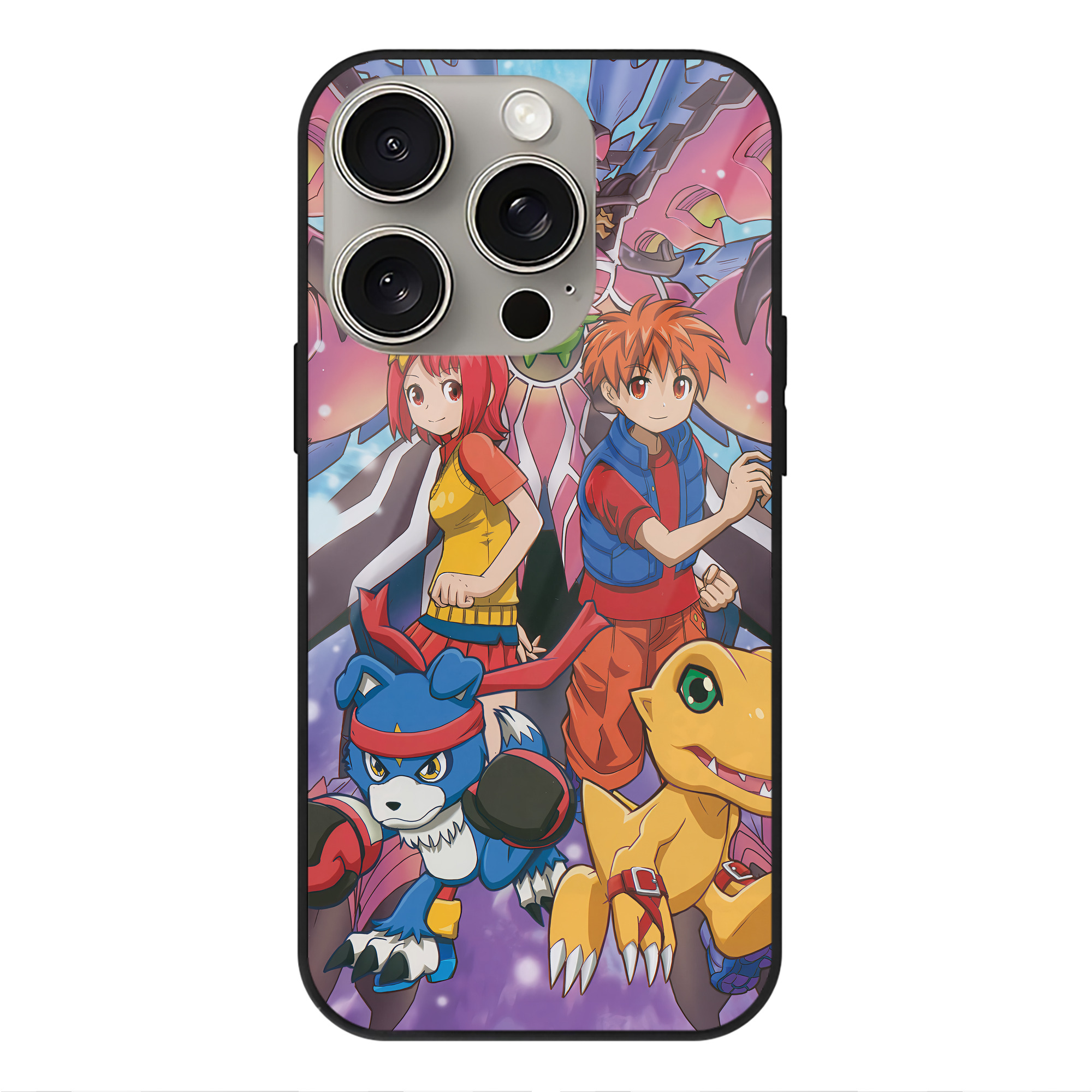 （画像用） Digimon デジタルモンスター/デジモン 【iPhone15Pro対応】スマホケース 耐衝撃＆黄変防止 背面ガラス