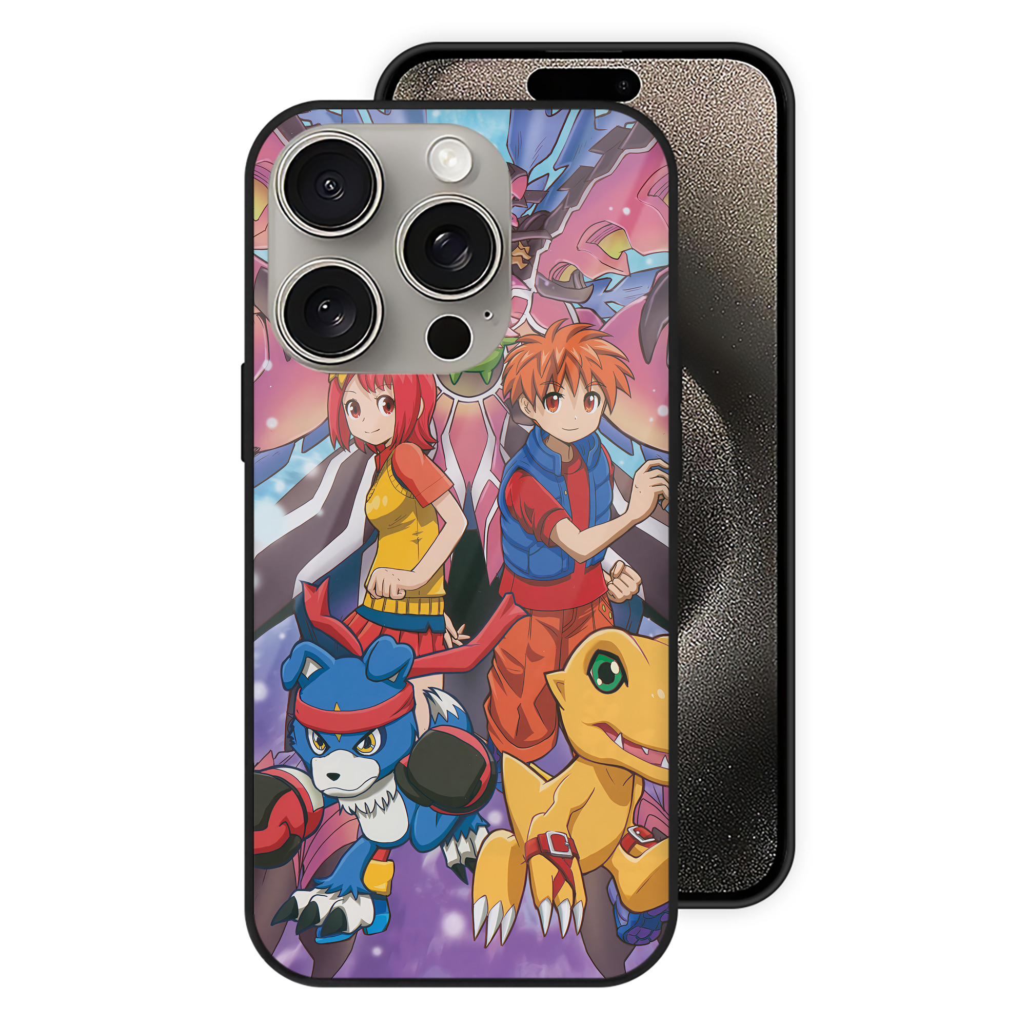 （画像用） Digimon デジタルモンスター/デジモン 【iPhone15Pro対応】スマホケース 耐衝撃＆黄変防止 背面ガラス