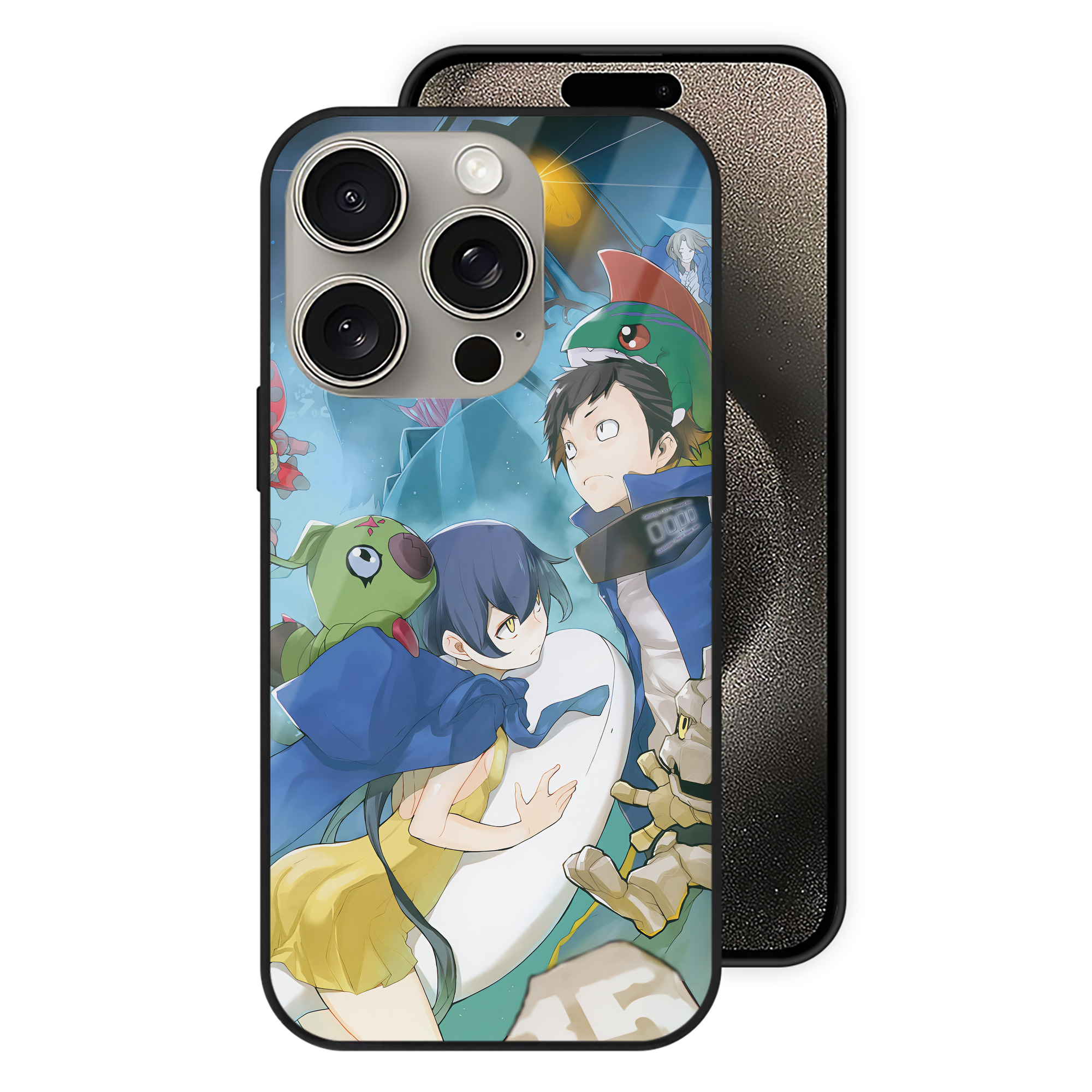 （画像用） Digimon デジタルモンスター/デジモン 【iPhone15Pro対応】スマホケース 耐衝撃＆黄変防止 背面ガラス
