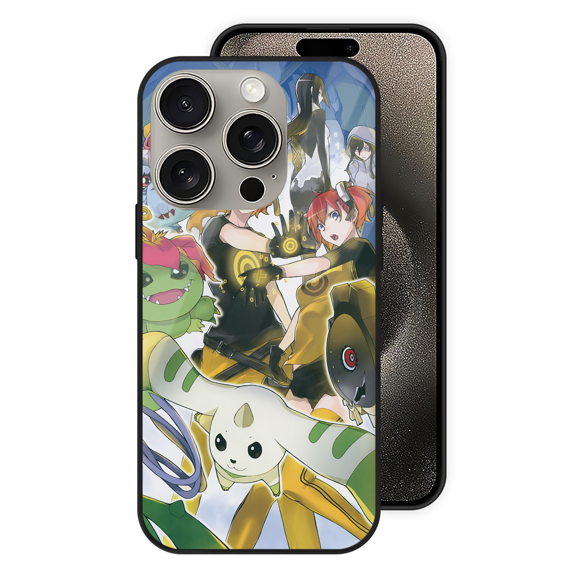 （画像用） Digimon デジタルモンスター/デジモン 【iPhone15Pro対応】スマホケース 耐衝撃＆黄変防止 背面ガラス