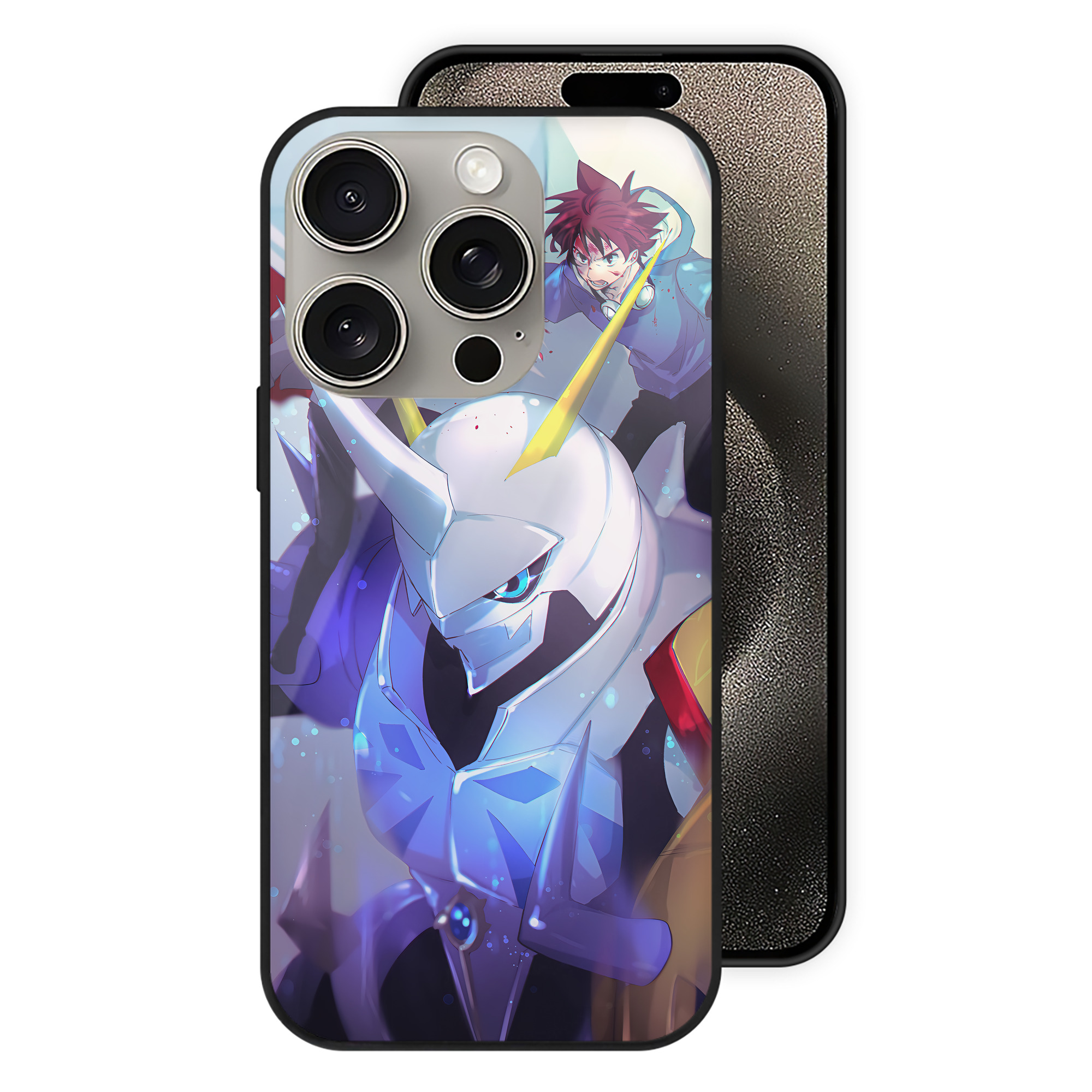 （画像用） Digimon デジタルモンスター/デジモン 【iPhone15Pro対応】スマホケース 耐衝撃＆黄変防止 背面ガラス