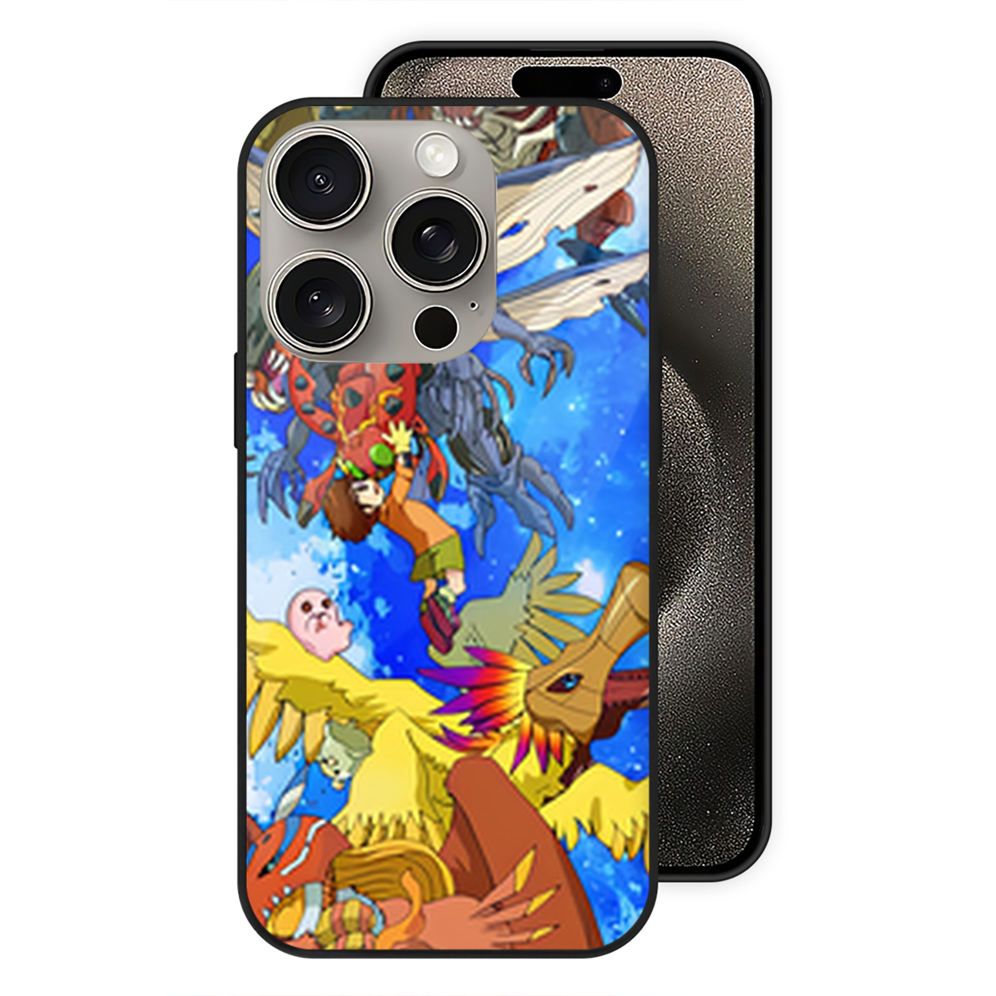 （画像用） Digimon デジタルモンスター/デジモン 【iPhone15Pro対応】スマホケース 耐衝撃＆黄変防止 背面ガラス