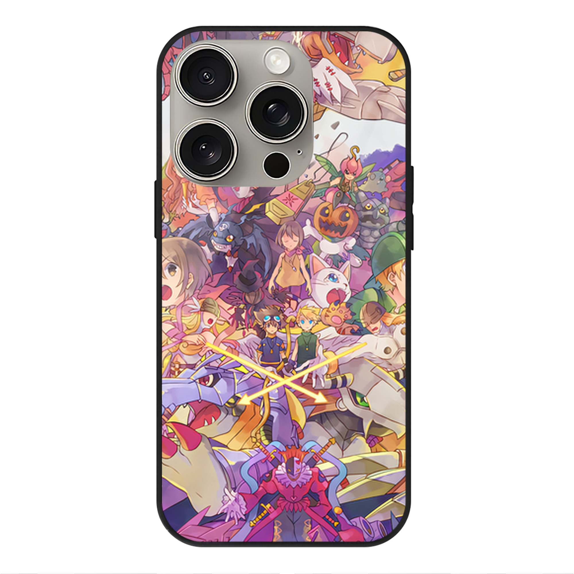 （画像用） Digimon デジタルモンスター/デジモン 【iPhone15Pro対応】スマホケース 耐衝撃＆黄変防止 背面ガラス