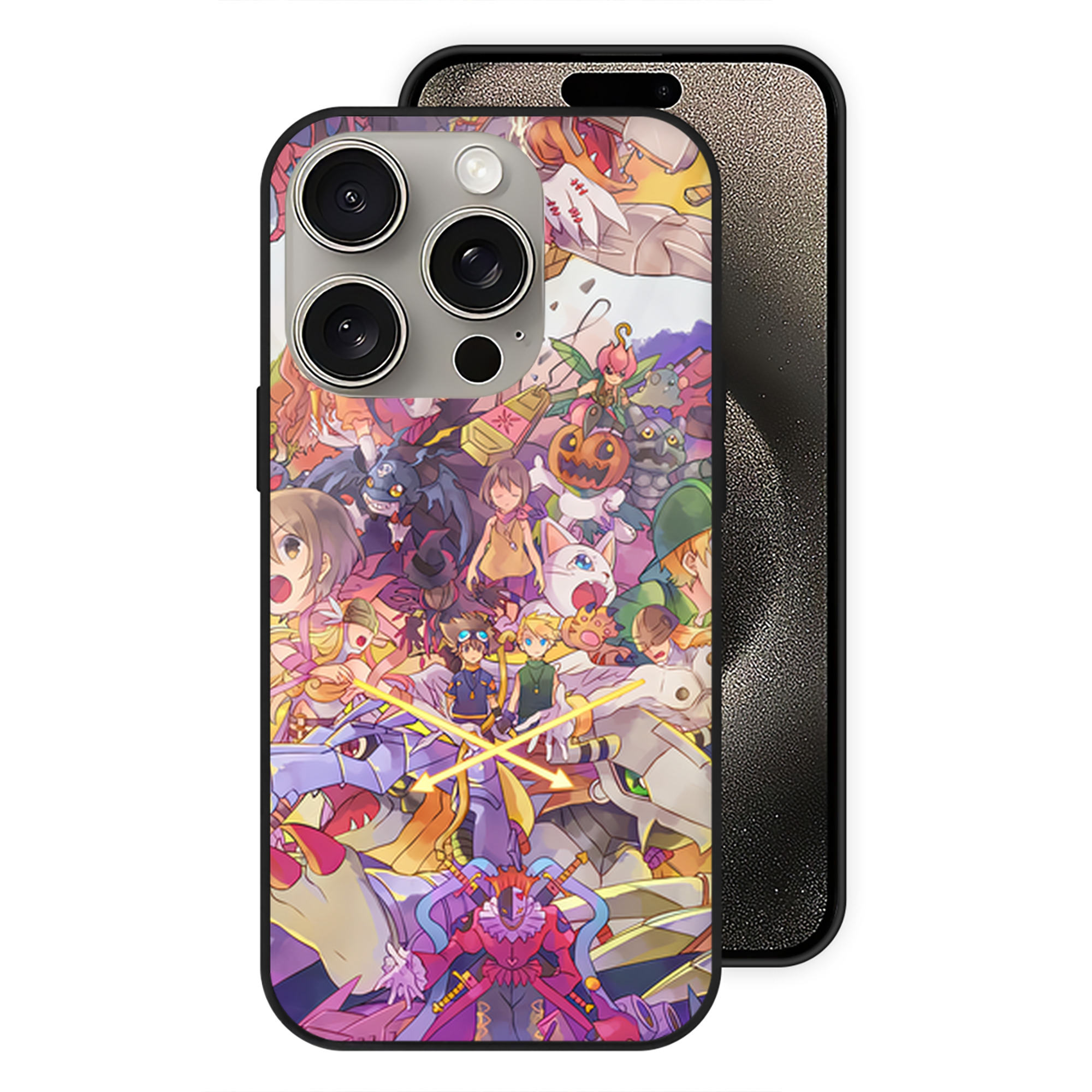 （画像用） Digimon デジタルモンスター/デジモン 【iPhone15Pro対応】スマホケース 耐衝撃＆黄変防止 背面ガラス