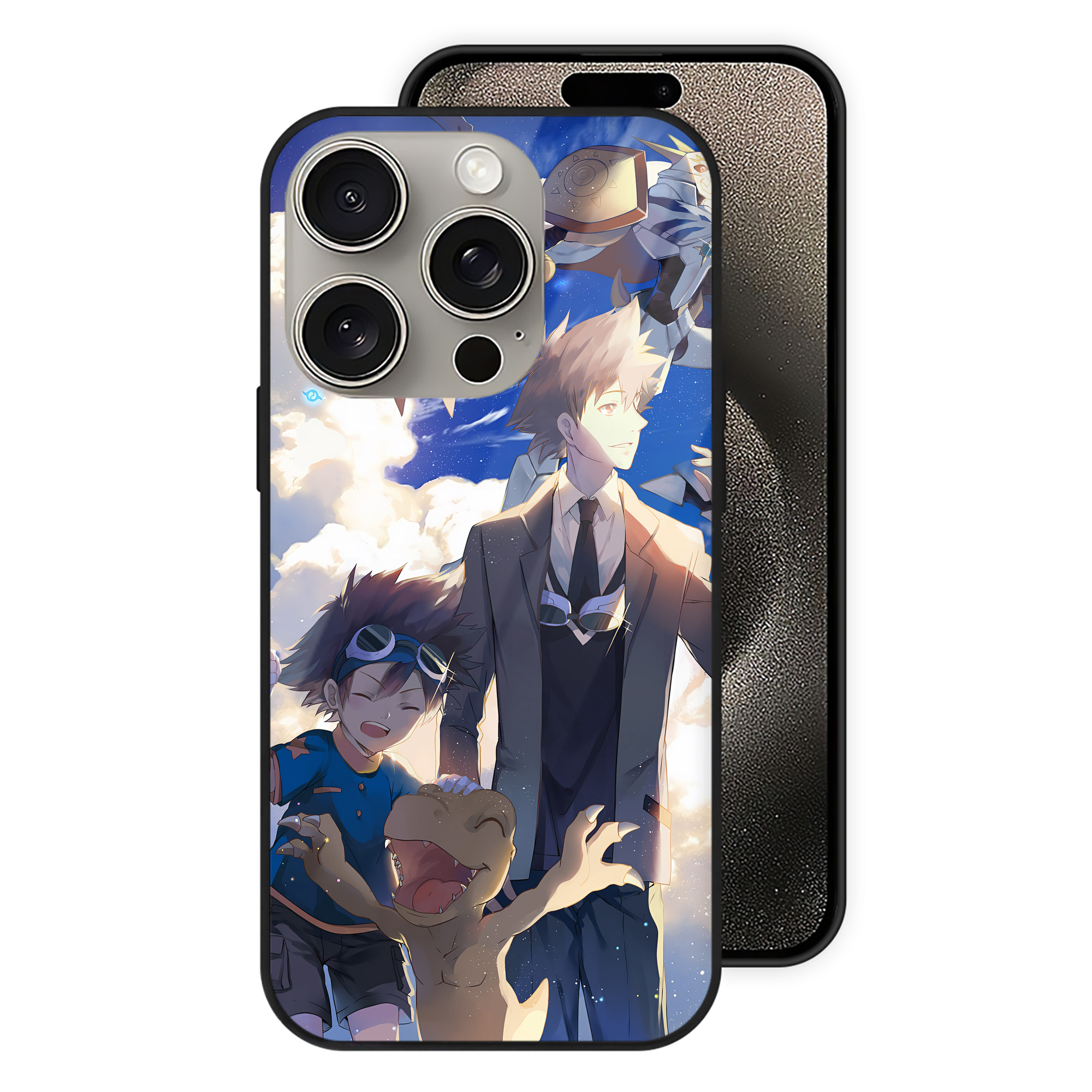 （画像用） Digimon デジタルモンスター/デジモン 【iPhone15Pro対応】スマホケース 耐衝撃＆黄変防止 背面ガラス