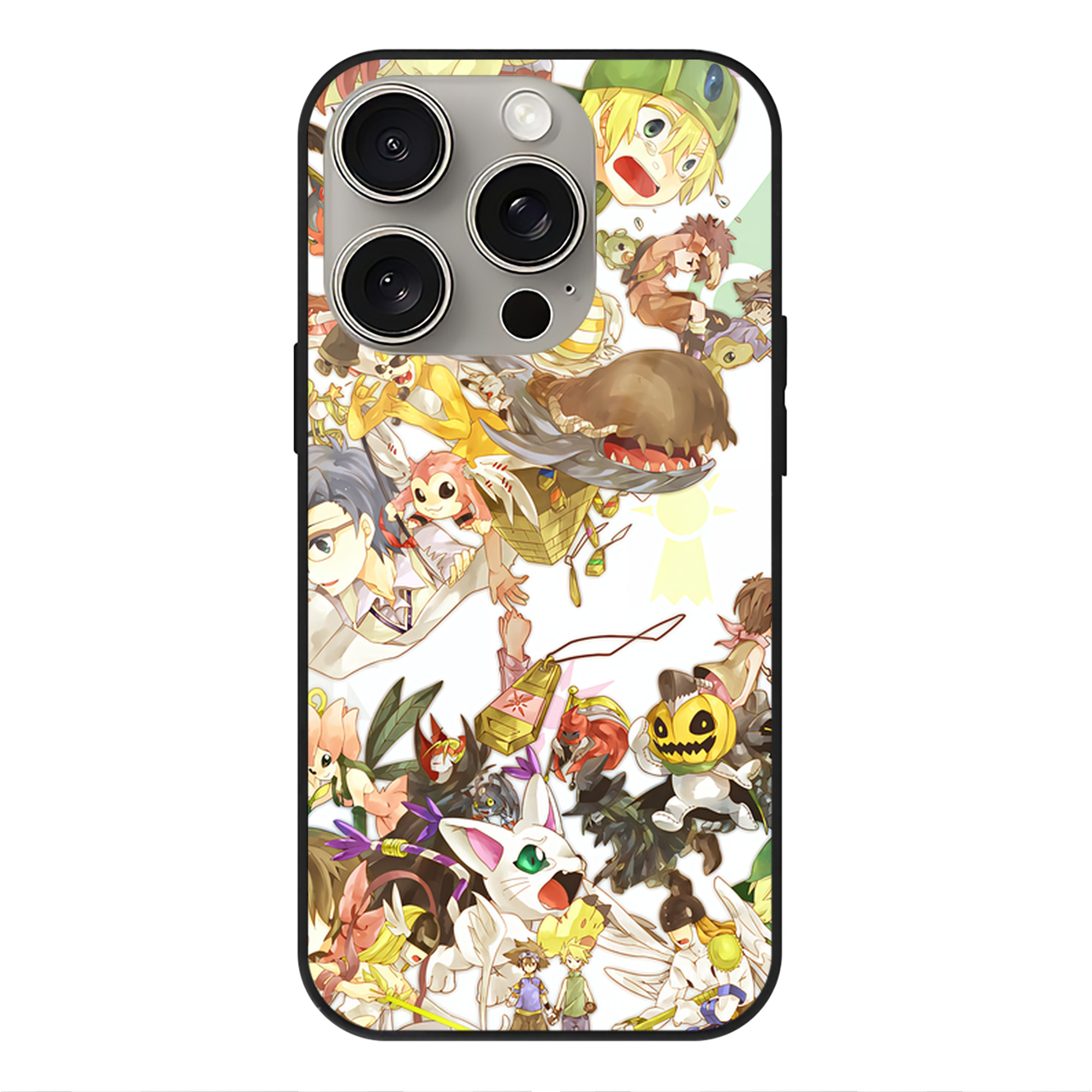 （画像用） Digimon デジタルモンスター/デジモン 【iPhone15Pro対応】スマホケース 耐衝撃＆黄変防止 背面ガラス