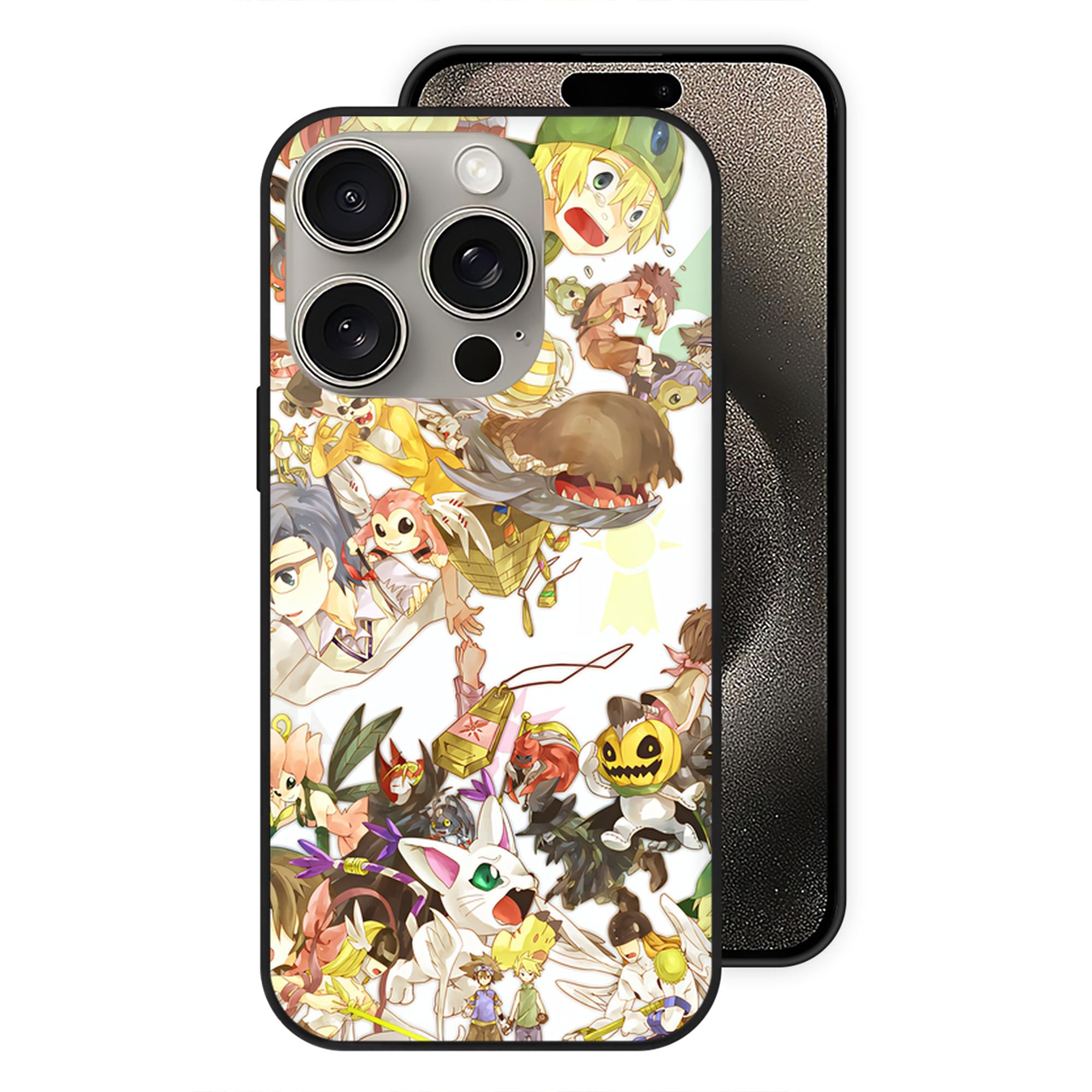 （画像用） Digimon デジタルモンスター/デジモン 【iPhone15Pro対応】スマホケース 耐衝撃＆黄変防止 背面ガラス