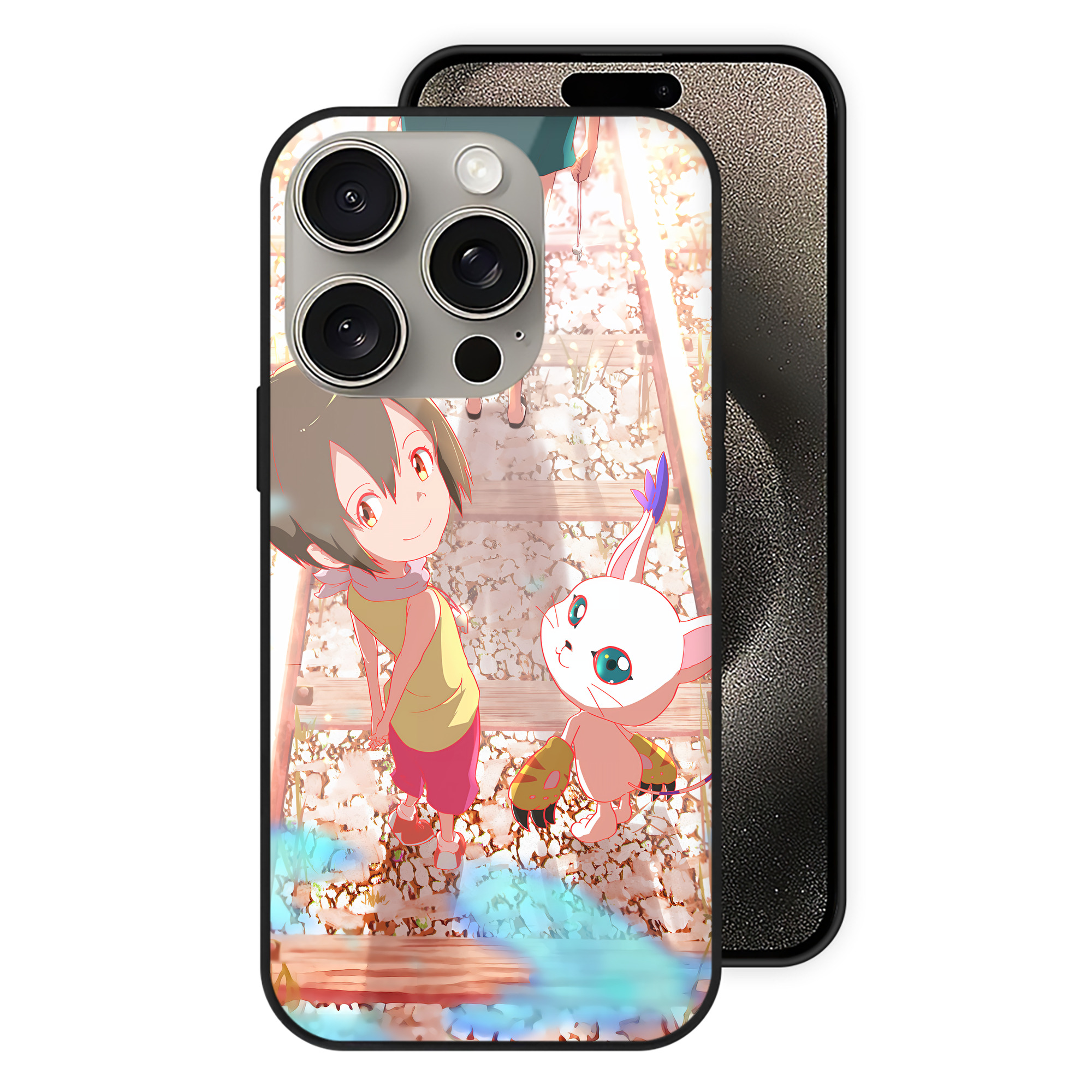 （画像用） Digimon デジタルモンスター/デジモン 【iPhone15Pro対応】スマホケース 耐衝撃＆黄変防止 背面ガラス