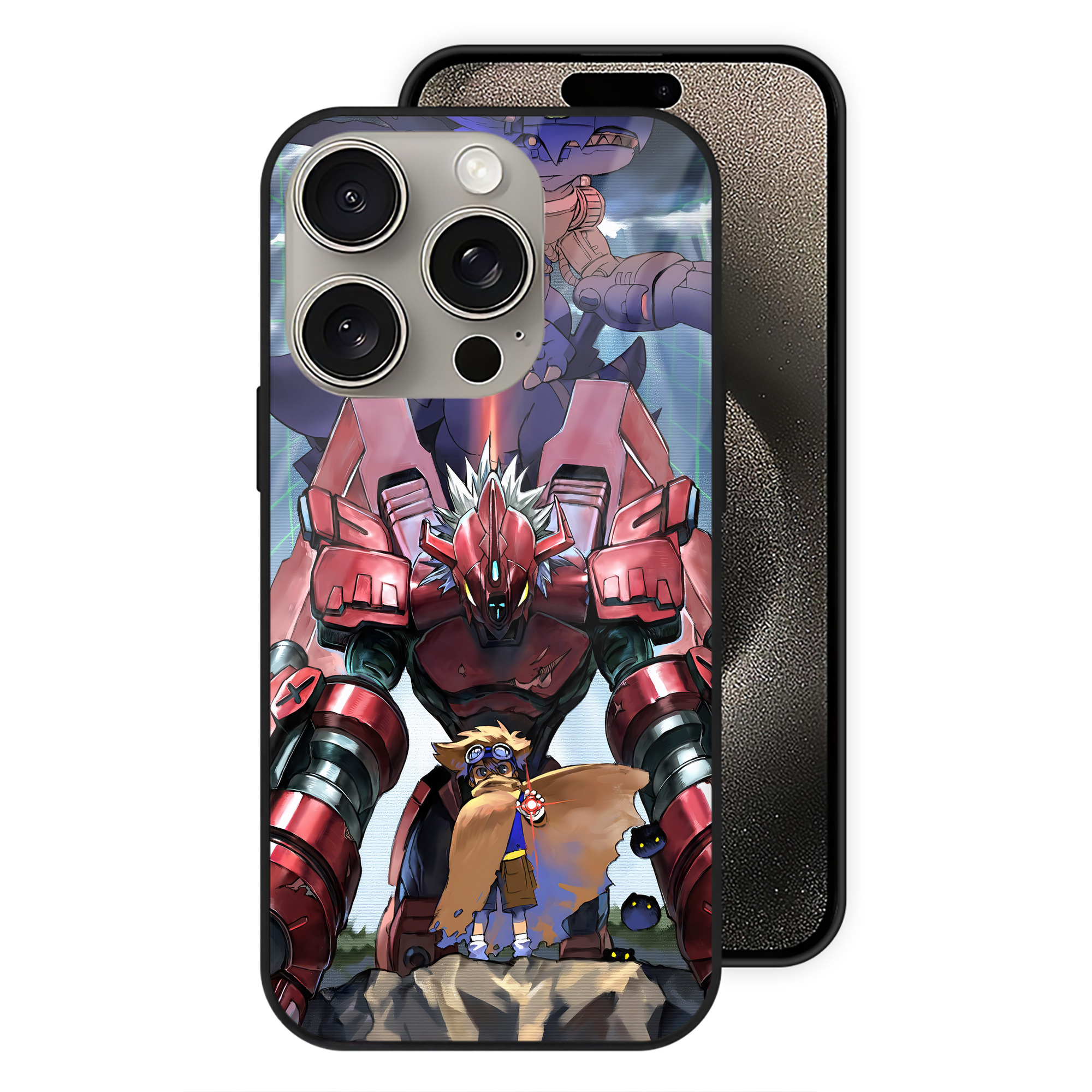 （画像用） Digimon デジタルモンスター/デジモン 【iPhone15Pro対応】スマホケース 耐衝撃＆黄変防止 背面ガラス