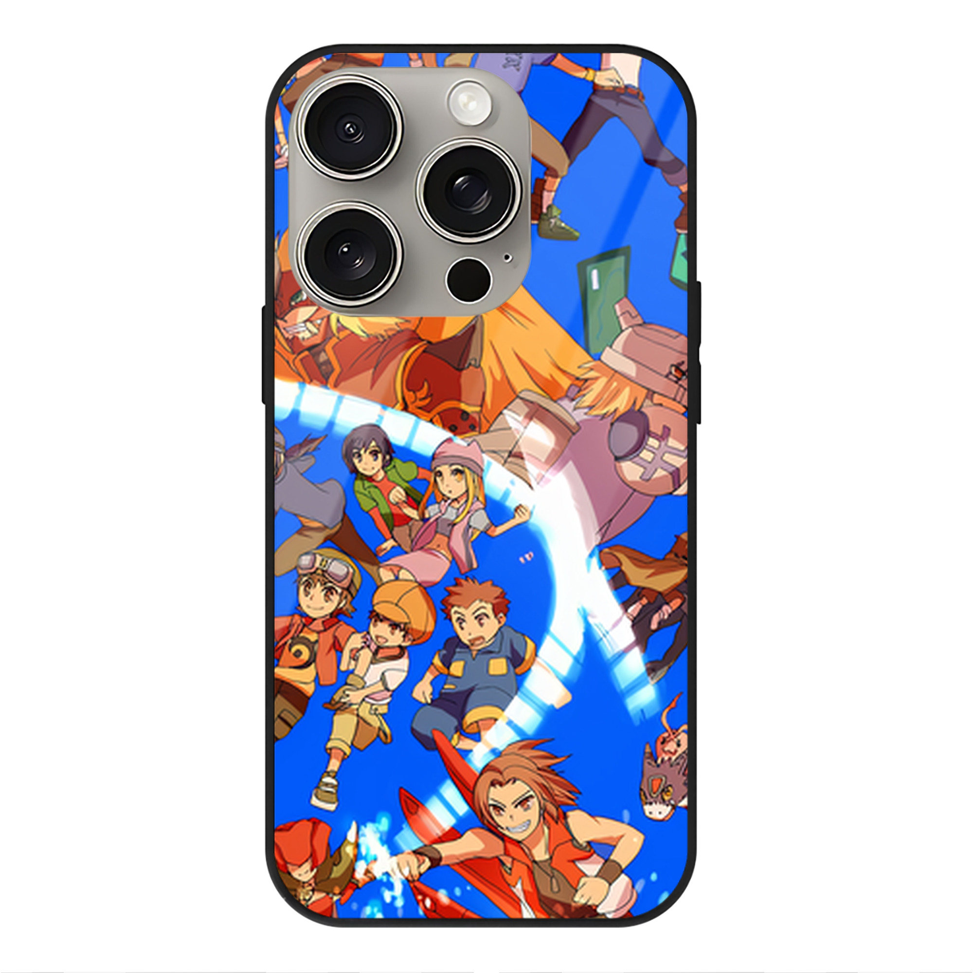 （画像用） Digimon デジタルモンスター/デジモン 【iPhone15Pro対応】スマホケース 耐衝撃＆黄変防止 背面ガラス