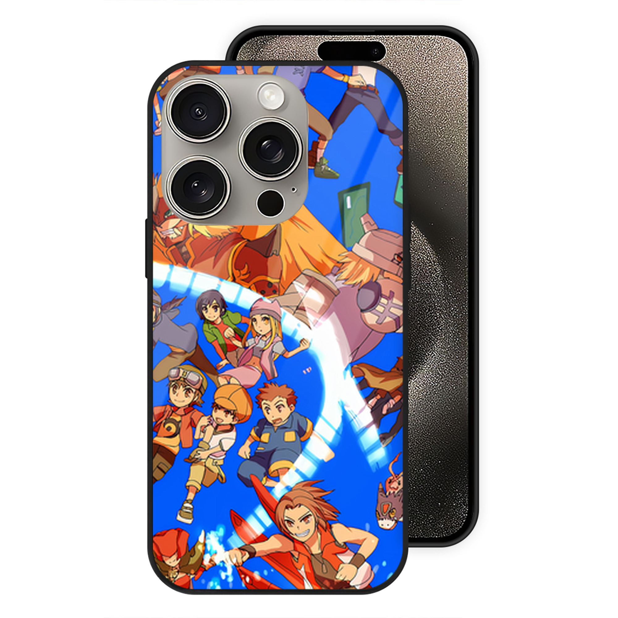 （画像用） Digimon デジタルモンスター/デジモン 【iPhone15Pro対応】スマホケース 耐衝撃＆黄変防止 背面ガラス