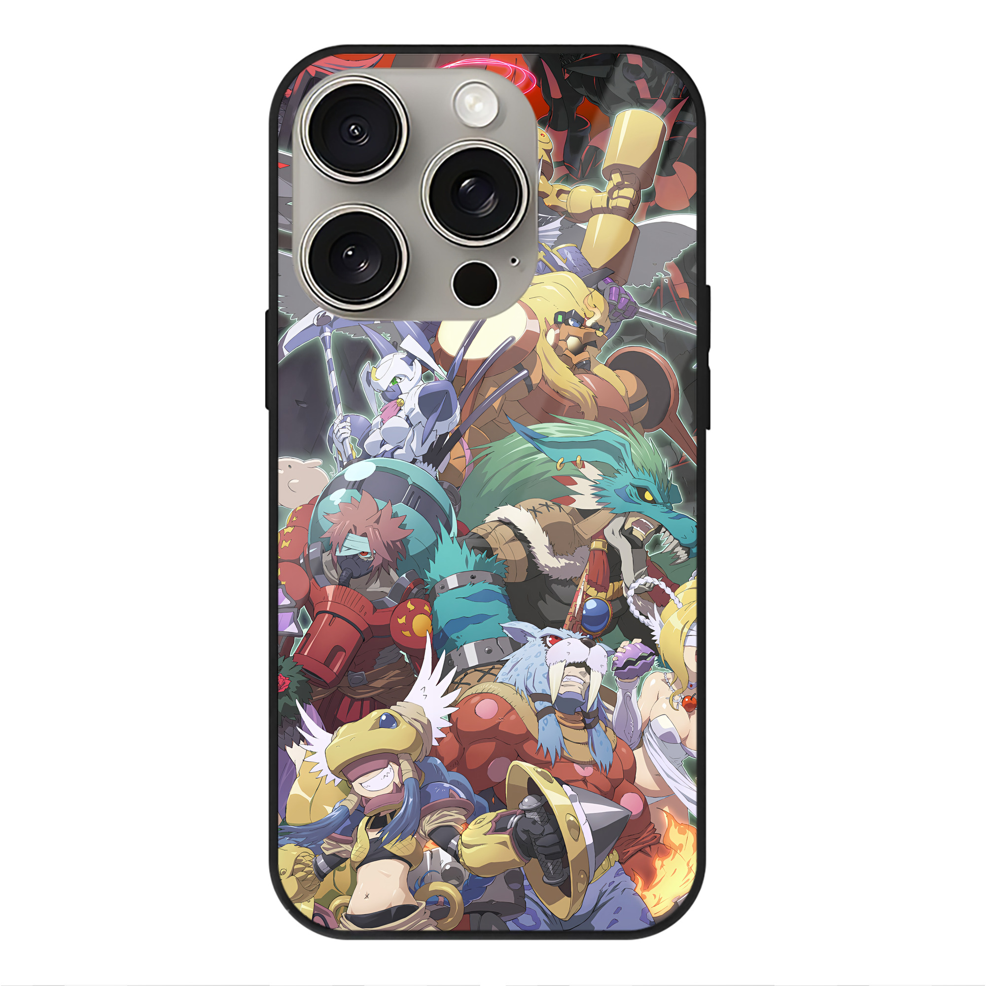 （画像用） Digimon デジタルモンスター/デジモン 【iPhone15Pro対応】スマホケース 耐衝撃＆黄変防止 背面ガラス