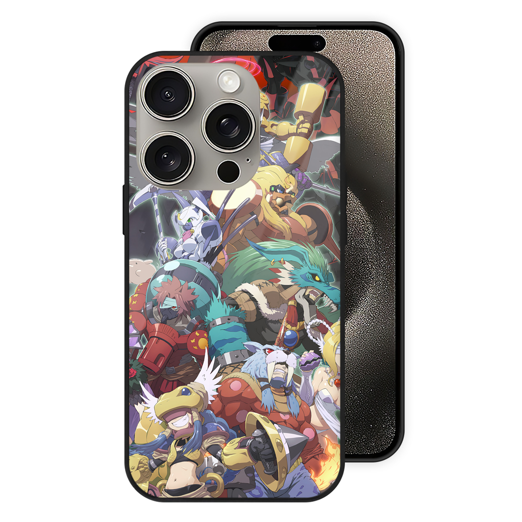 （画像用） Digimon デジタルモンスター/デジモン 【iPhone15Pro対応】スマホケース 耐衝撃＆黄変防止 背面ガラス