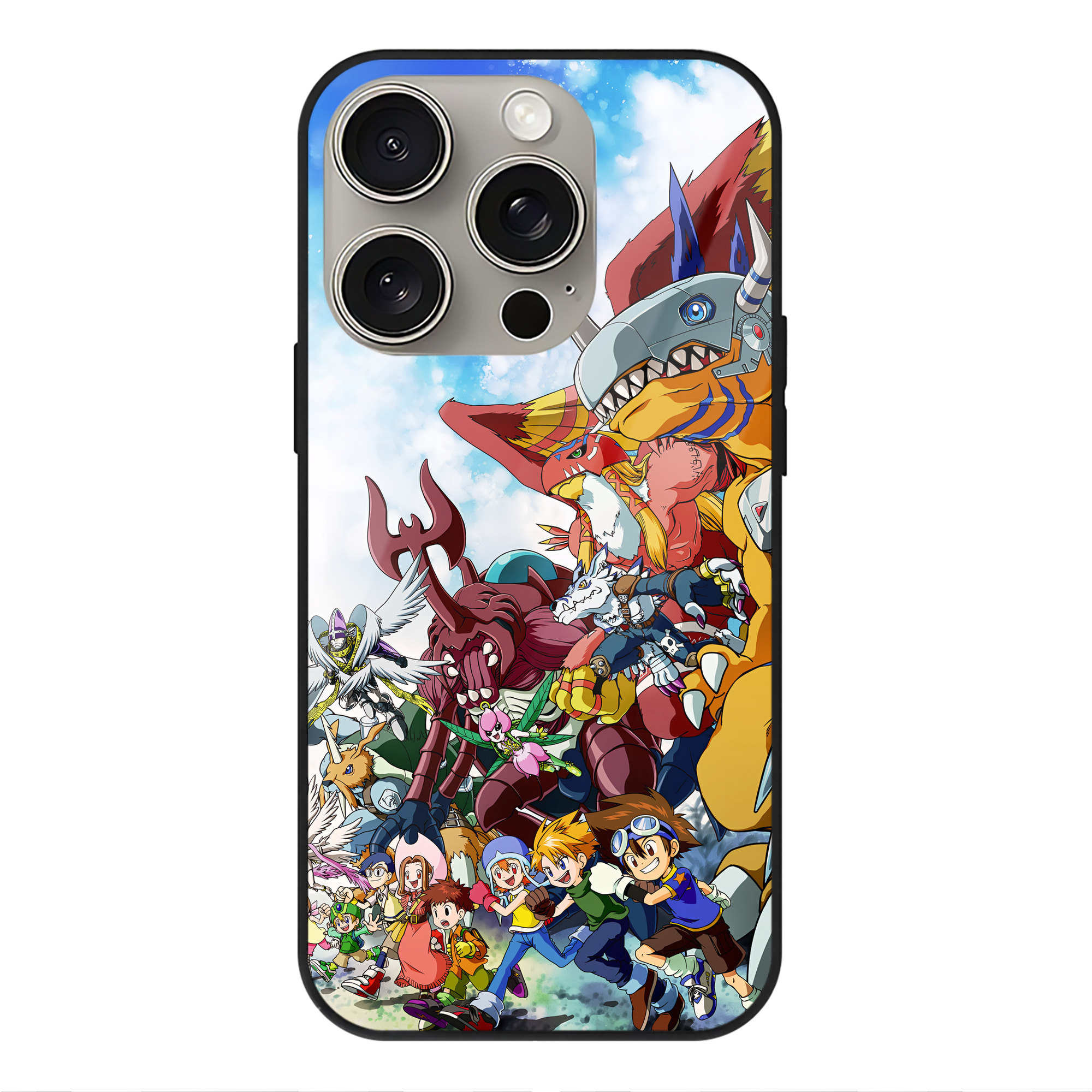 （画像用） Digimon デジタルモンスター/デジモン 【iPhone15Pro対応】スマホケース 耐衝撃＆黄変防止 背面ガラス