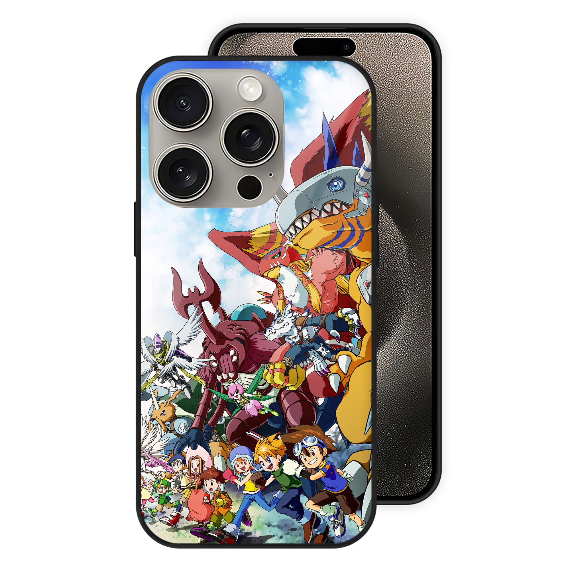 （画像用） Digimon デジタルモンスター/デジモン 【iPhone15Pro対応】スマホケース 耐衝撃＆黄変防止 背面ガラス