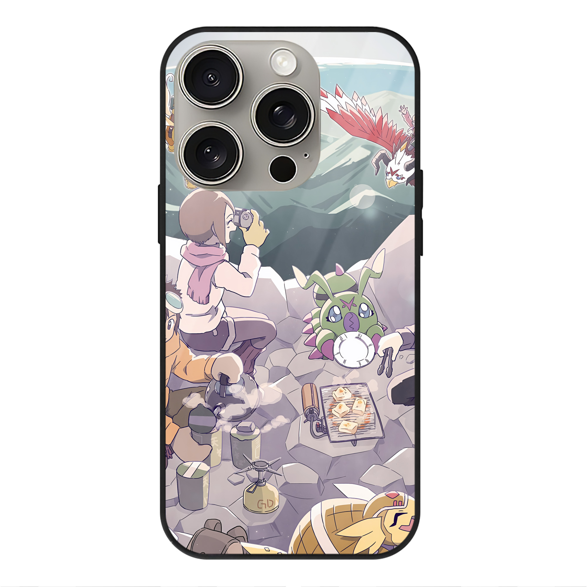 （画像用） Digimon デジタルモンスター/デジモン 【iPhone15Pro対応】スマホケース 耐衝撃＆黄変防止 背面ガラス