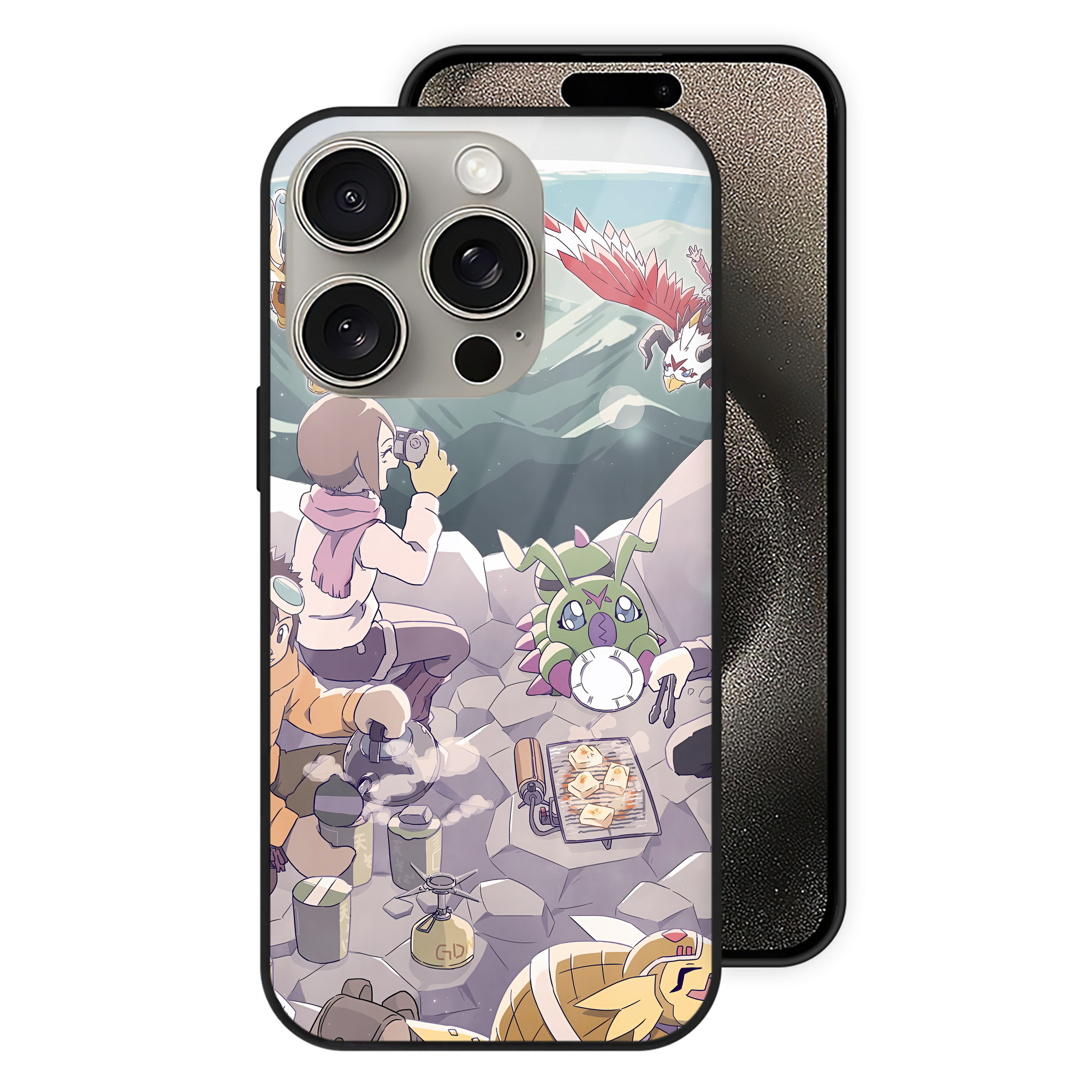 （画像用） Digimon デジタルモンスター/デジモン 【iPhone15Pro対応】スマホケース 耐衝撃＆黄変防止 背面ガラス