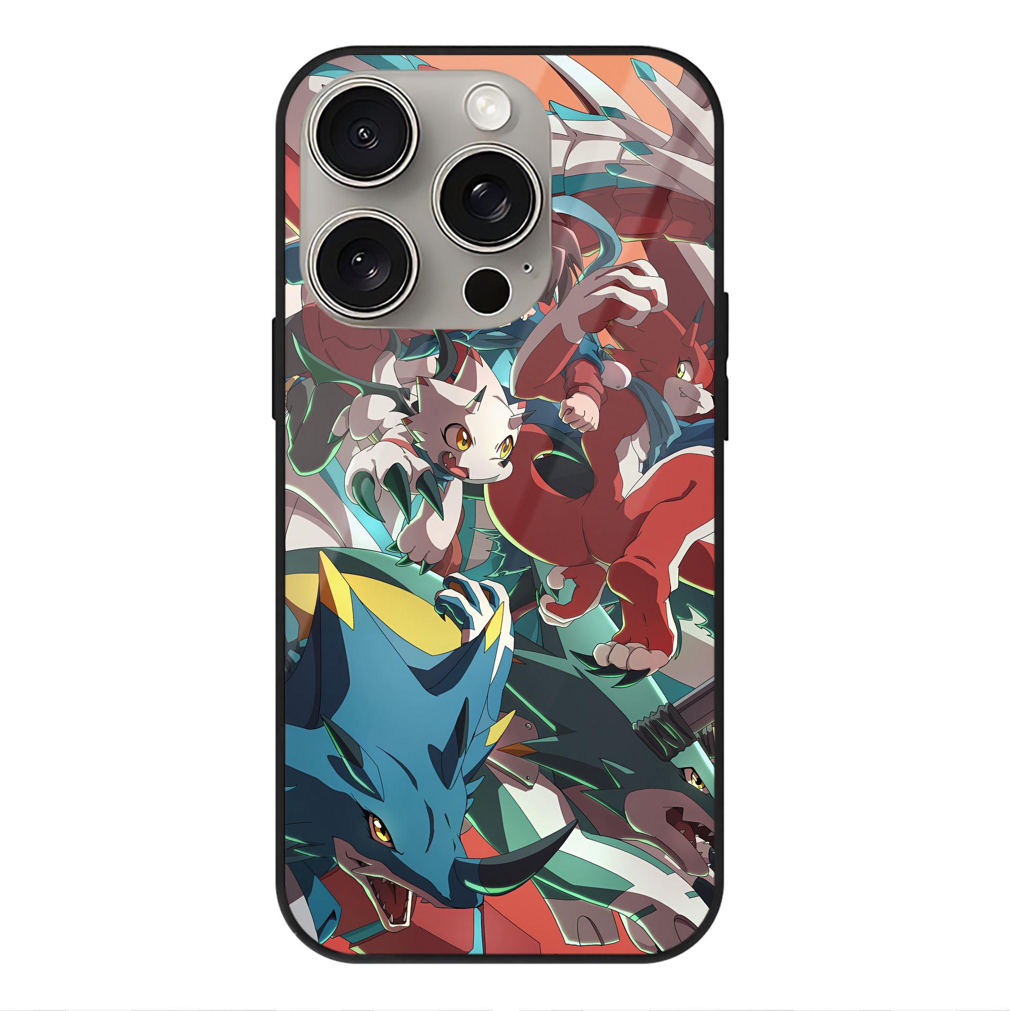 （画像用） Digimon デジタルモンスター/デジモン 【iPhone15Pro対応】スマホケース 耐衝撃＆黄変防止 背面ガラス