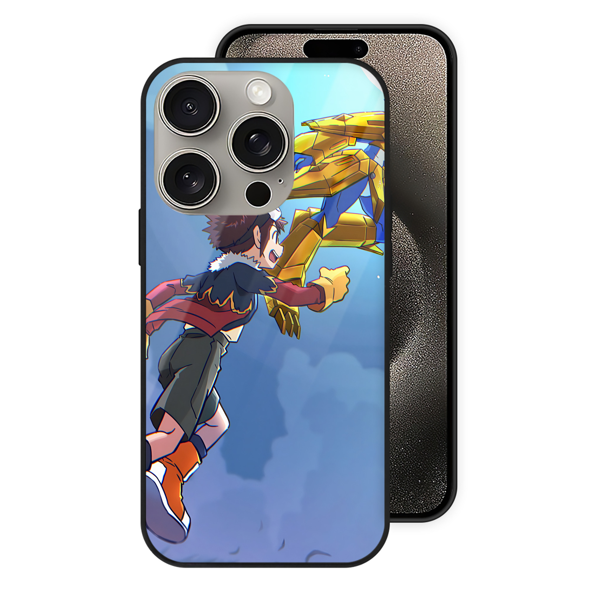 （画像用） Digimon デジタルモンスター/デジモン 【iPhone15Pro対応】スマホケース 耐衝撃＆黄変防止 背面ガラス