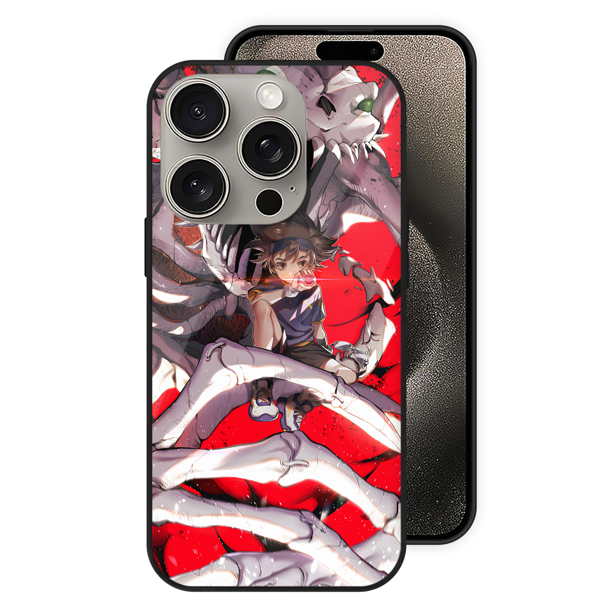 （画像用） Digimon デジタルモンスター/デジモン 【iPhone15Pro対応】スマホケース 耐衝撃＆黄変防止 背面ガラス