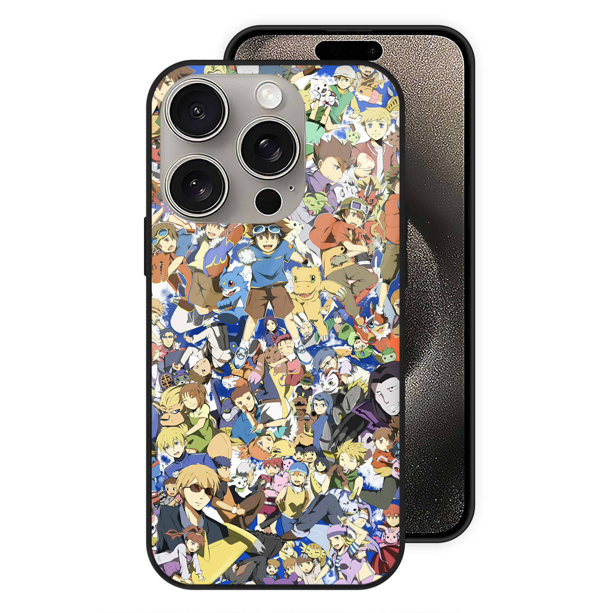 （画像用） Digimon デジタルモンスター/デジモン 【iPhone15Pro対応】スマホケース 耐衝撃＆黄変防止 背面ガラス