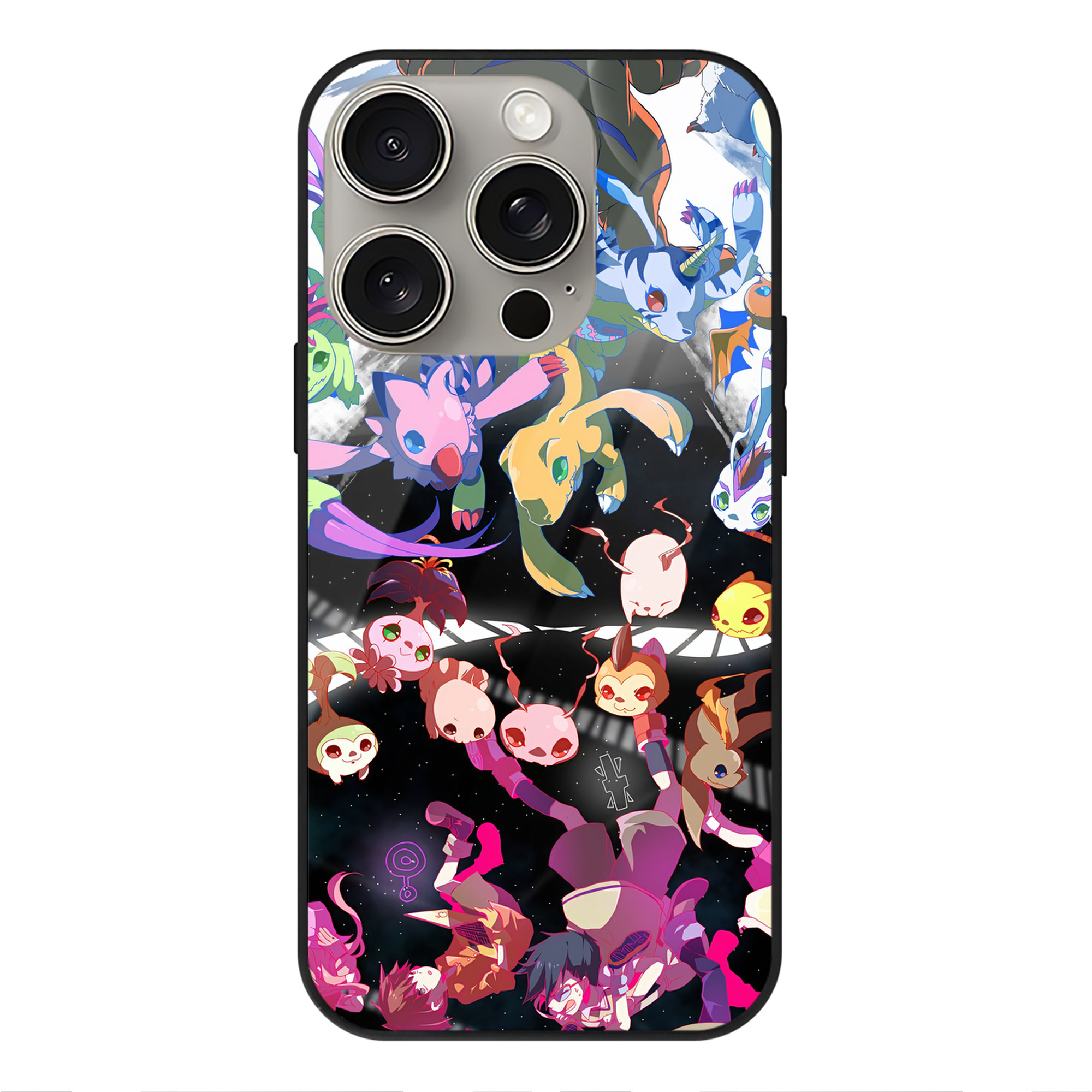（画像用） Digimon デジタルモンスター/デジモン 【iPhone15Pro対応】スマホケース 耐衝撃＆黄変防止 背面ガラス