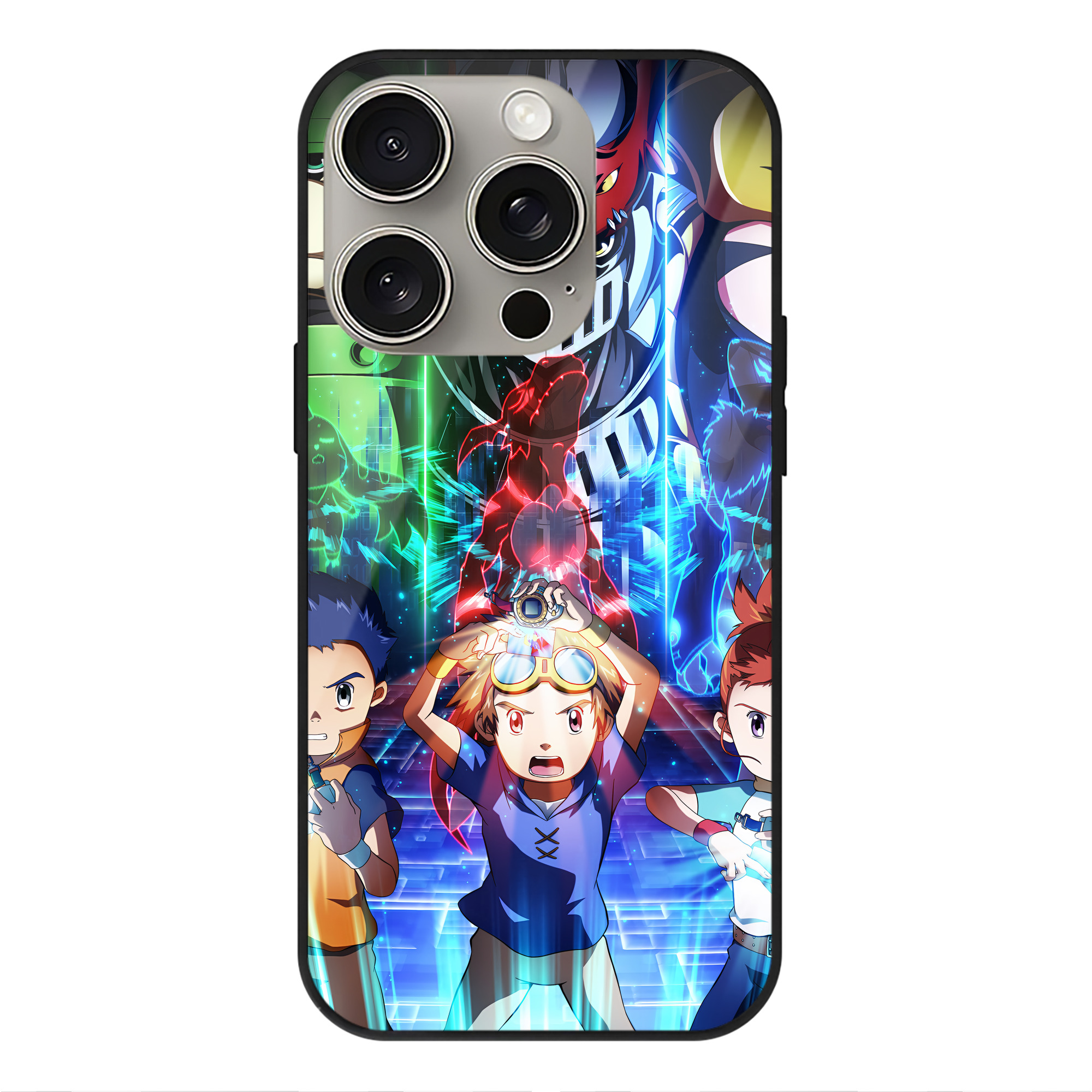 （画像用） Digimon デジタルモンスター/デジモン 【iPhone15Pro対応】スマホケース 耐衝撃＆黄変防止 背面ガラス