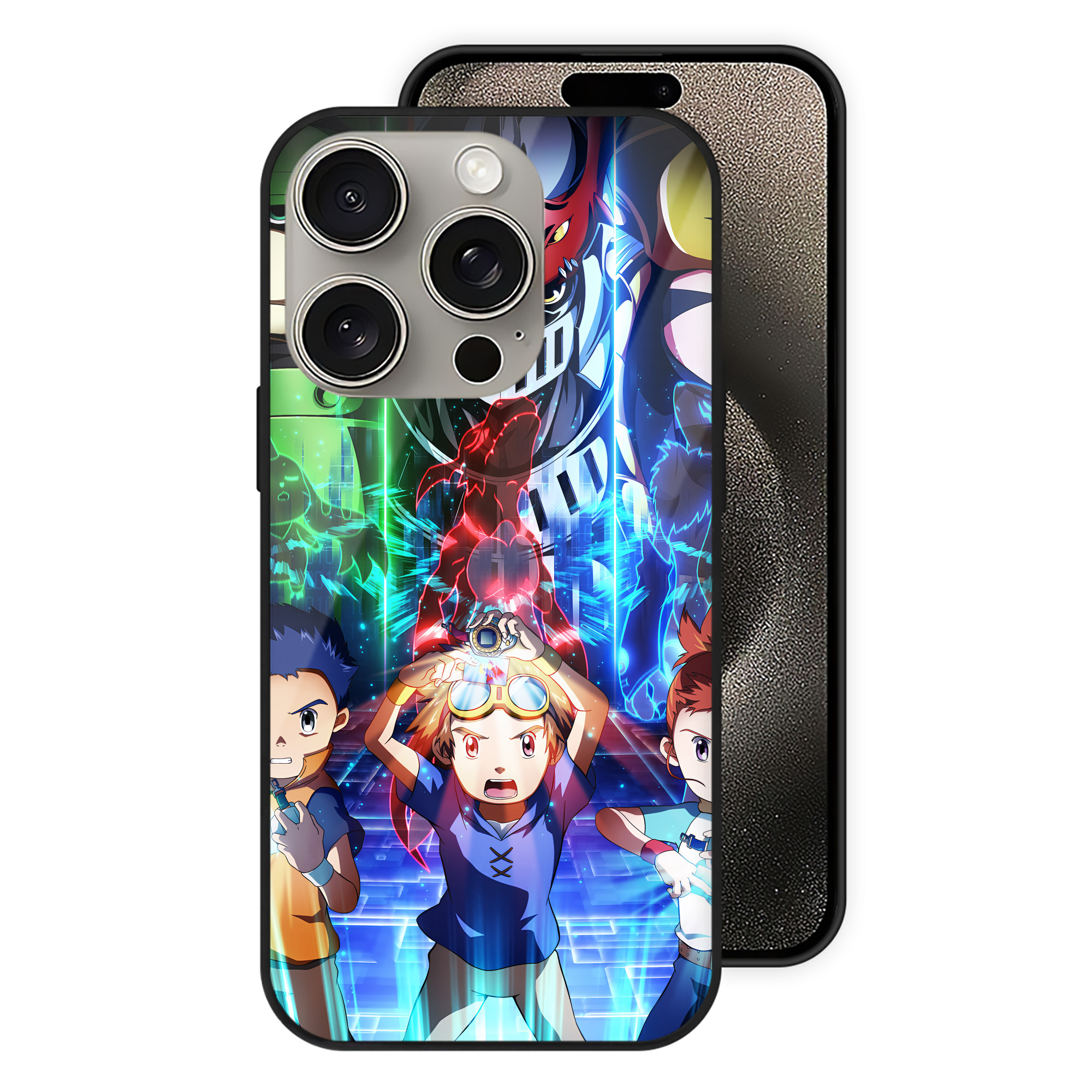 （画像用） Digimon デジタルモンスター/デジモン 【iPhone15Pro対応】スマホケース 耐衝撃＆黄変防止 背面ガラス
