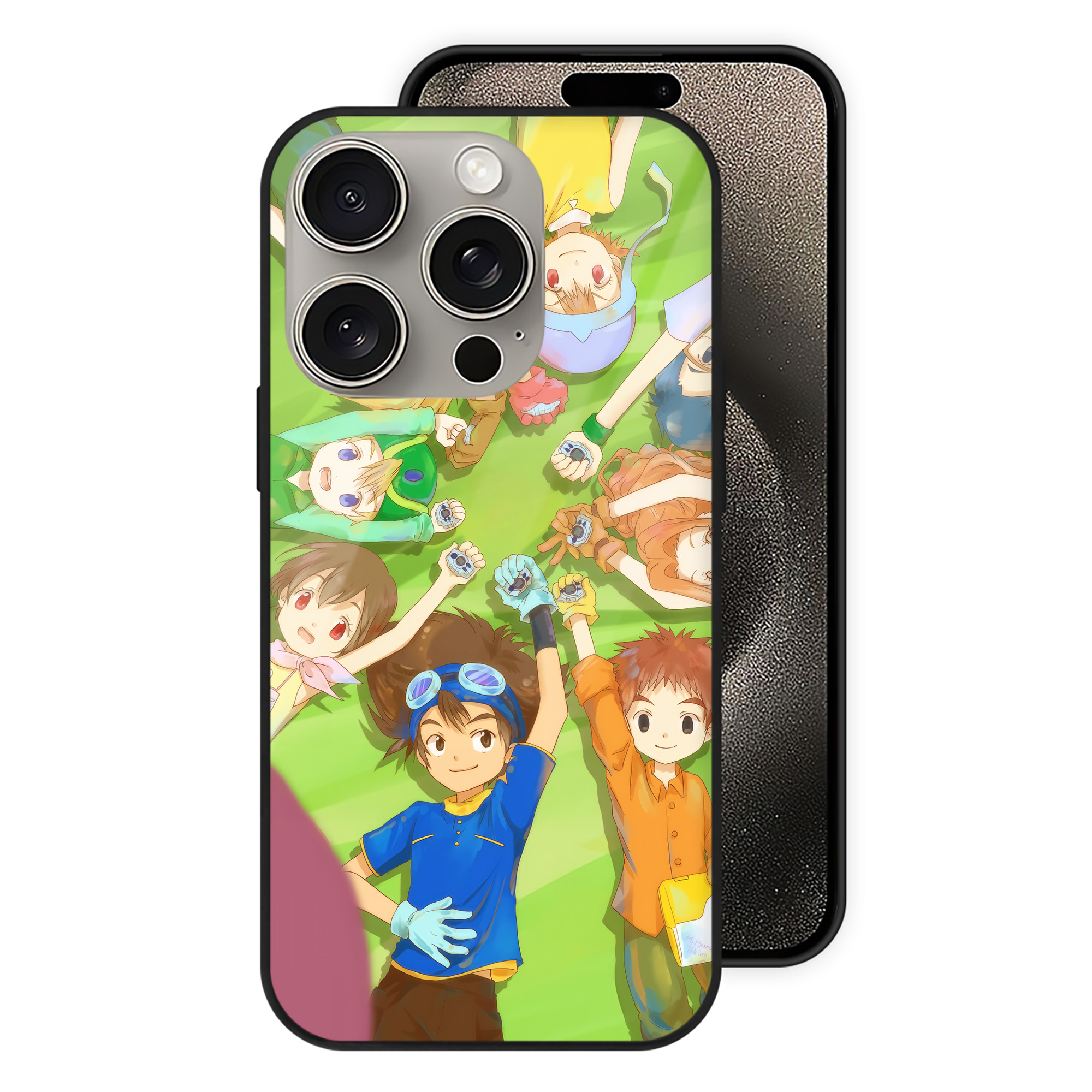 （画像用） Digimon デジタルモンスター/デジモン 【iPhone15Pro対応】スマホケース 耐衝撃＆黄変防止 背面ガラス