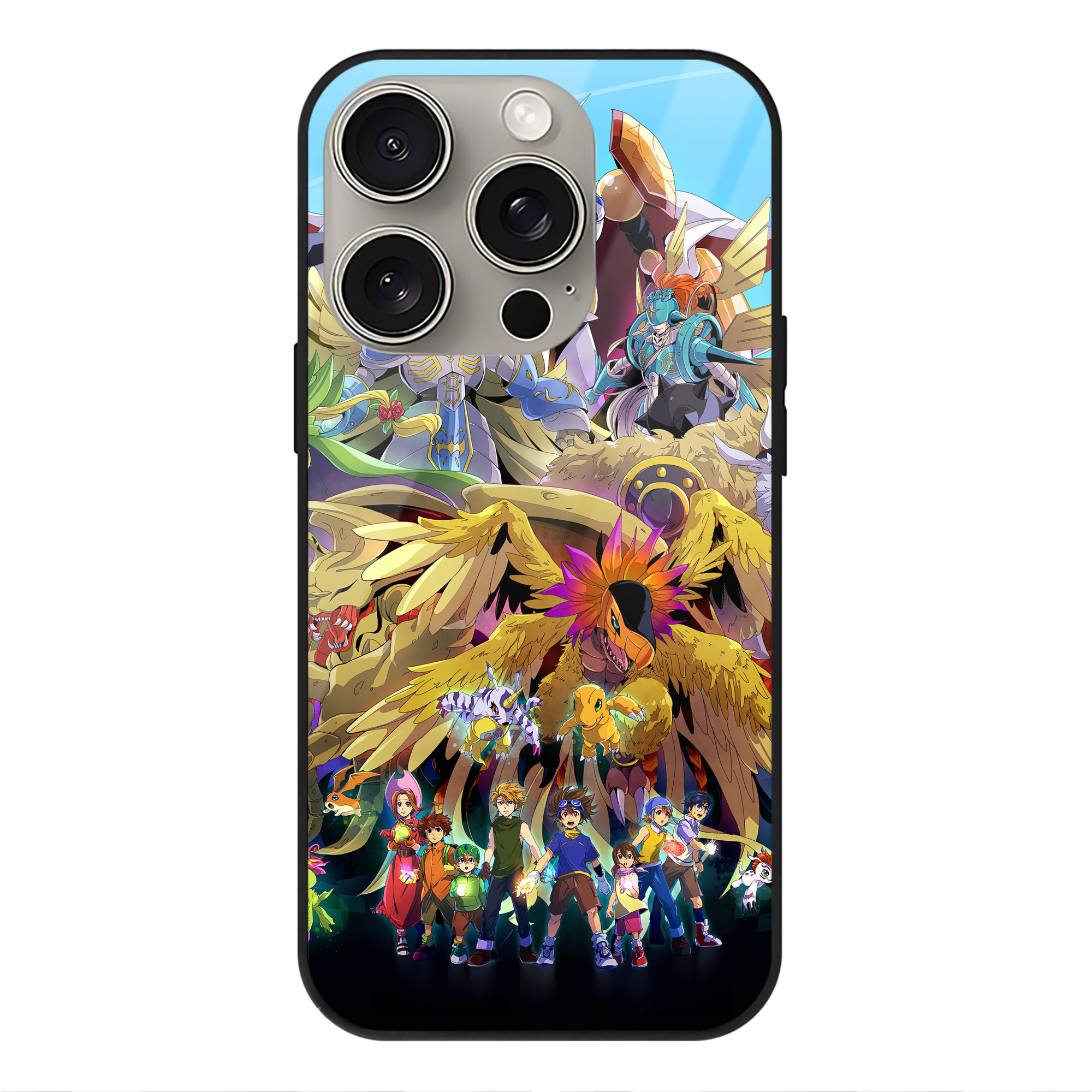 （画像用） Digimon デジタルモンスター/デジモン 【iPhone15Pro対応】スマホケース 耐衝撃＆黄変防止 背面ガラス